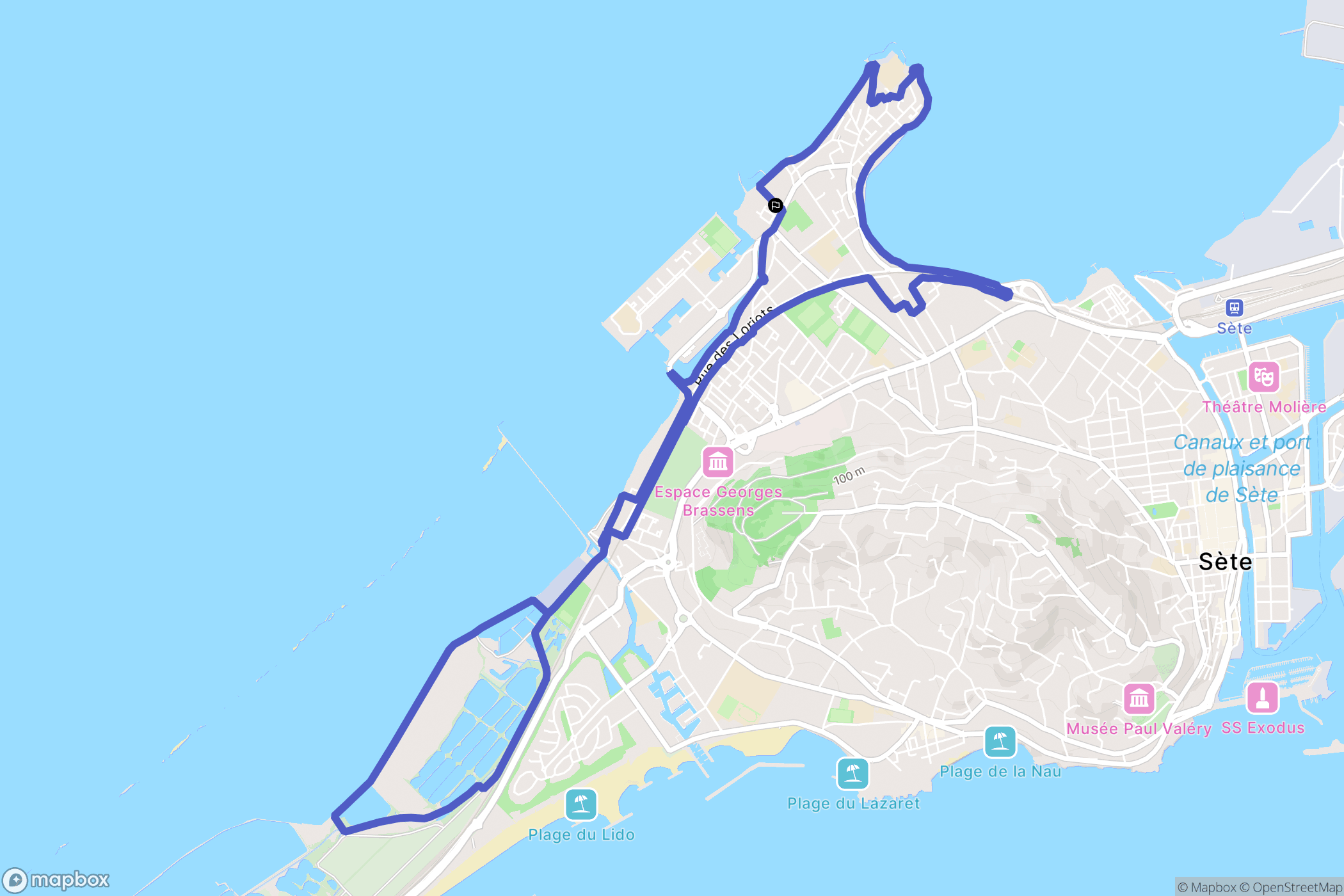 Sète : carte du parcours de randonnée - France