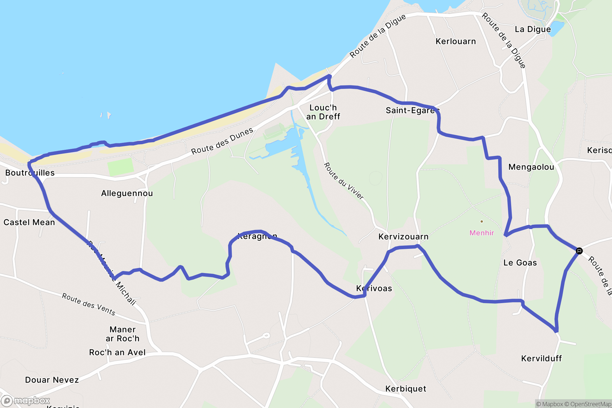 Kerlouan : carte du parcours de randonnée - France