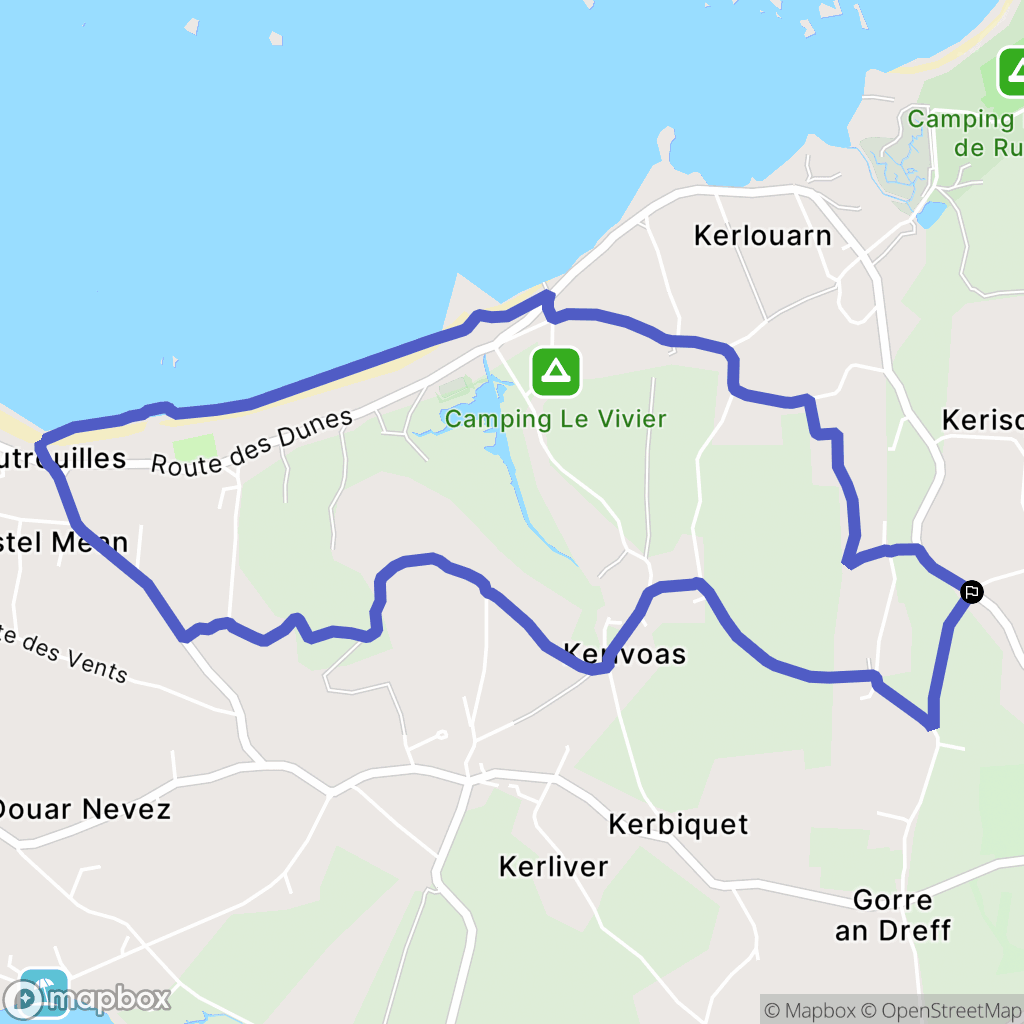 Kerlouan : carte du parcours de randonnée - France
