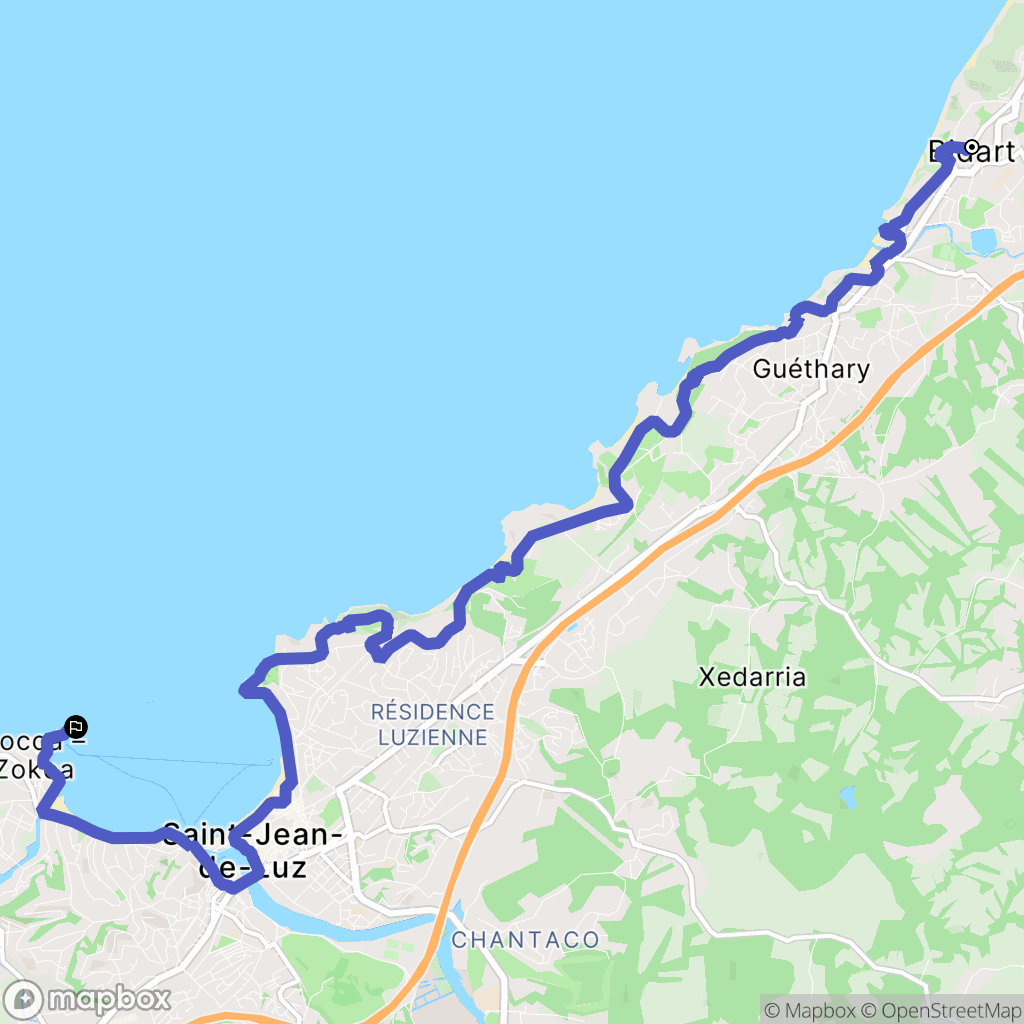 Bidart : carte du parcours de randonnée - France