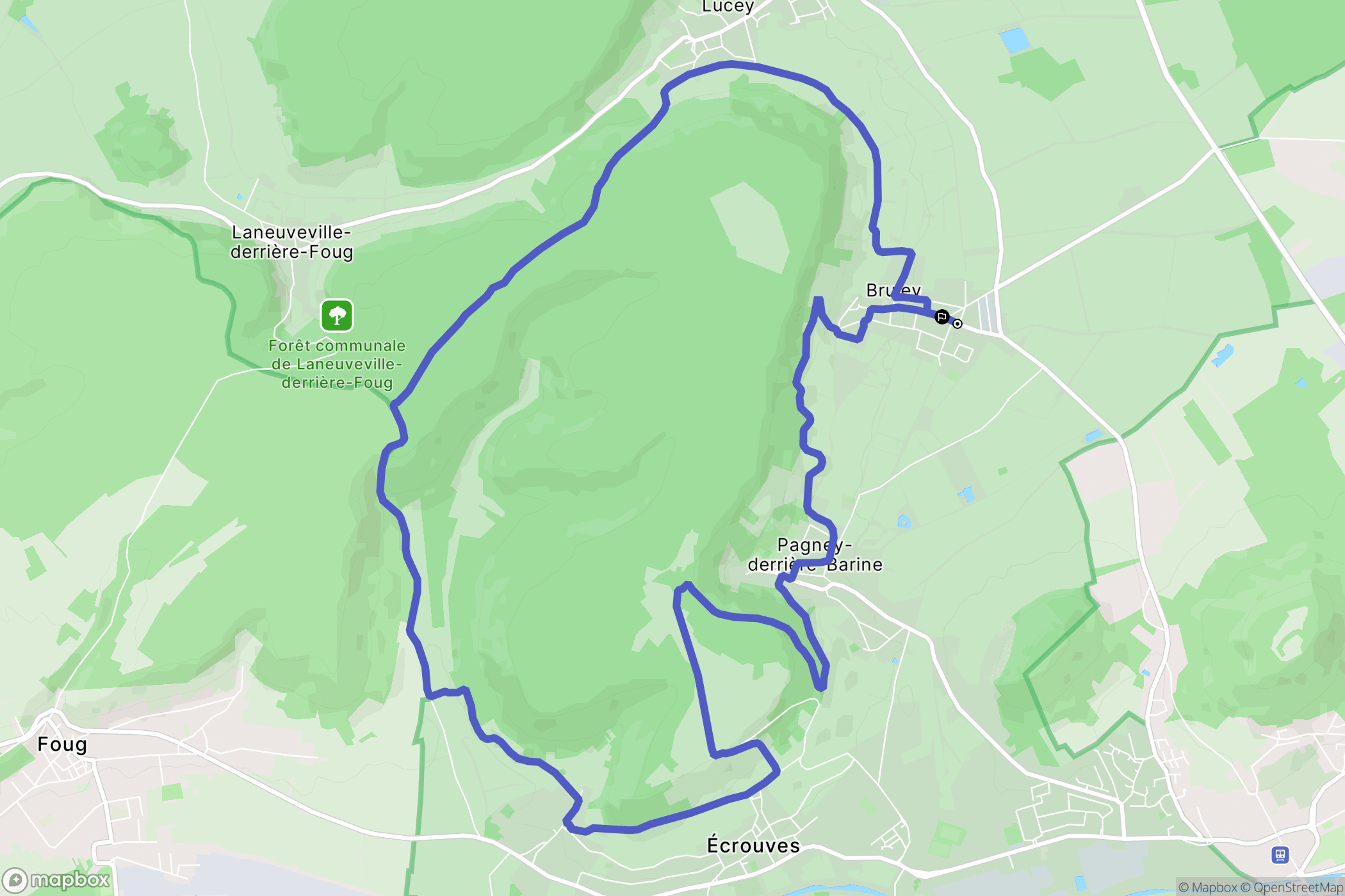 Bruley : carte du parcours de randonnée - France