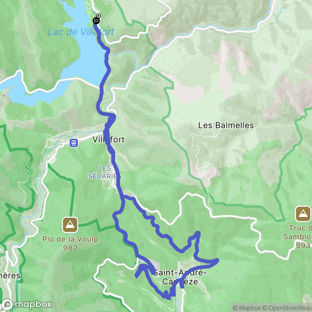 Pourcharesses : carte du parcours de randonnée - France