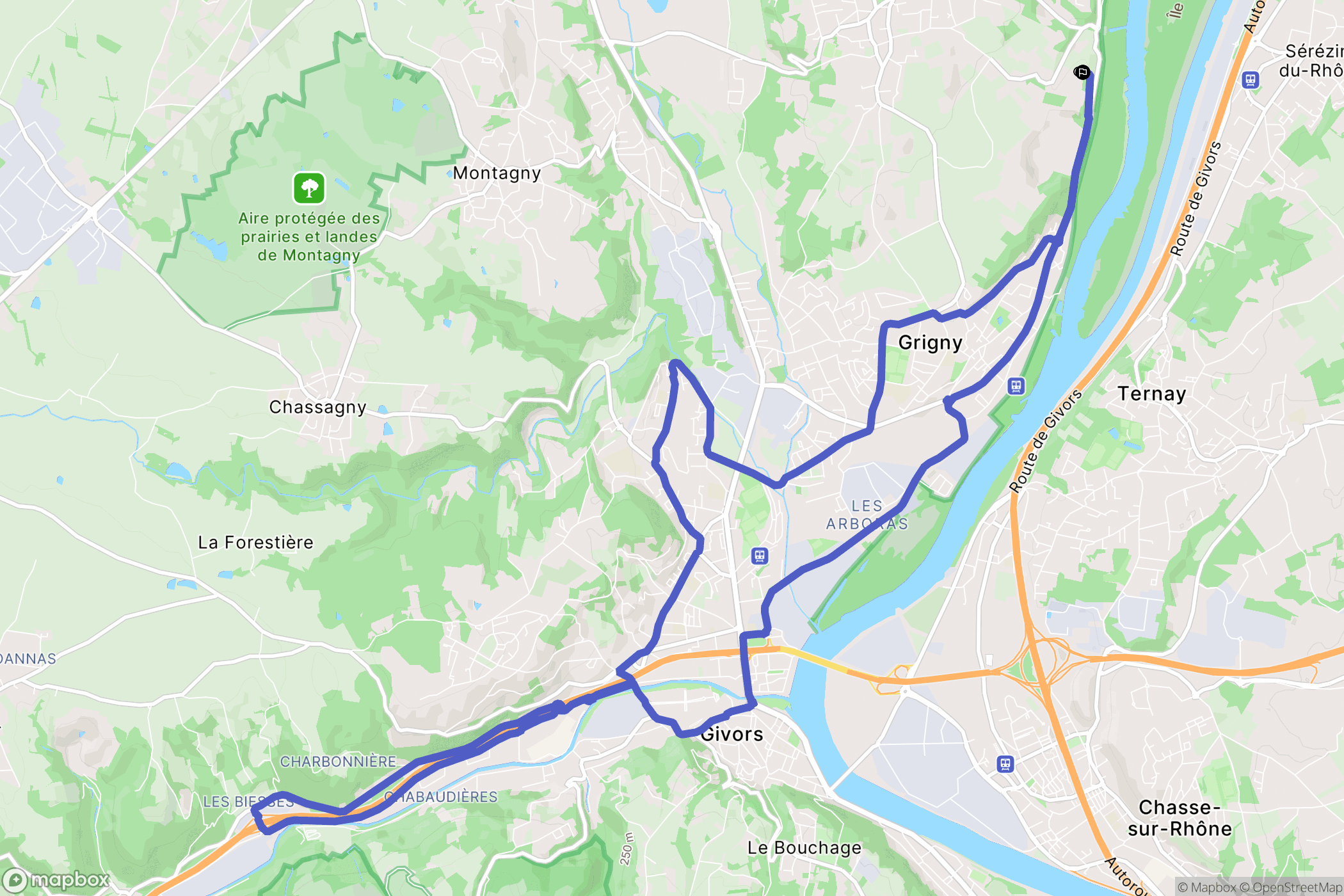 Vernaison : carte du parcours de randonnée - France