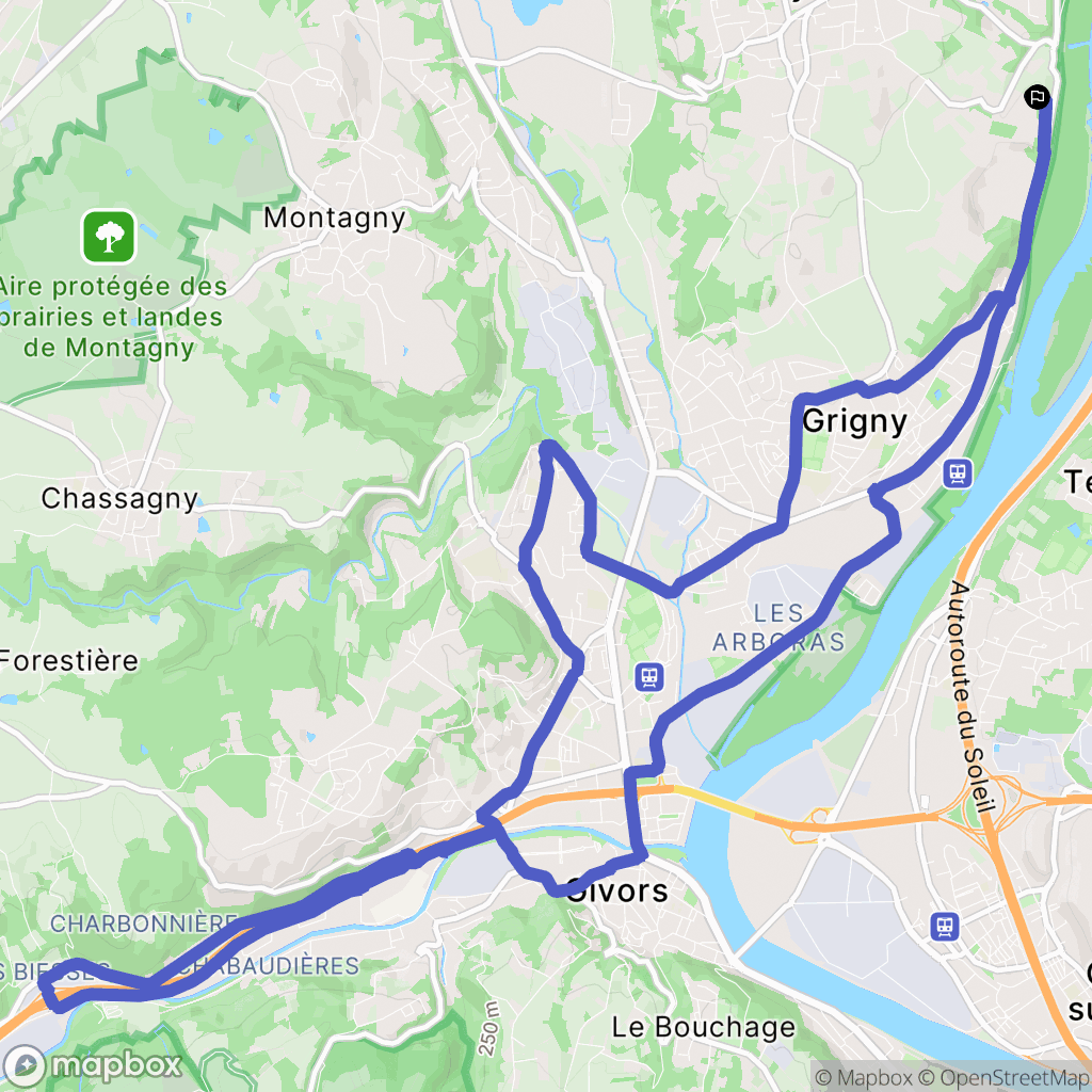 Vernaison : carte du parcours de randonnée - France