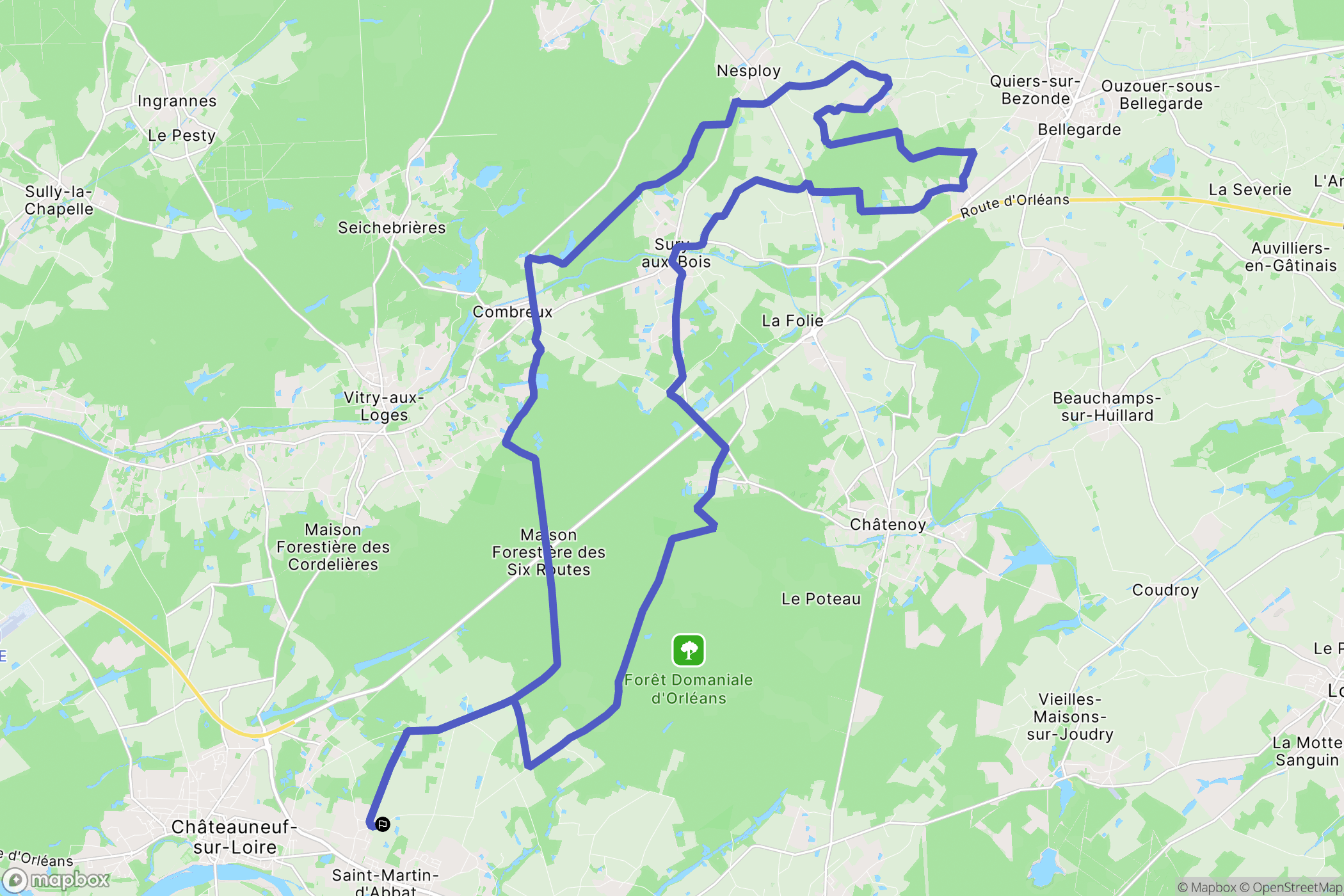 Saint-Martin-d'Abbat : carte du parcours de randonnée - France