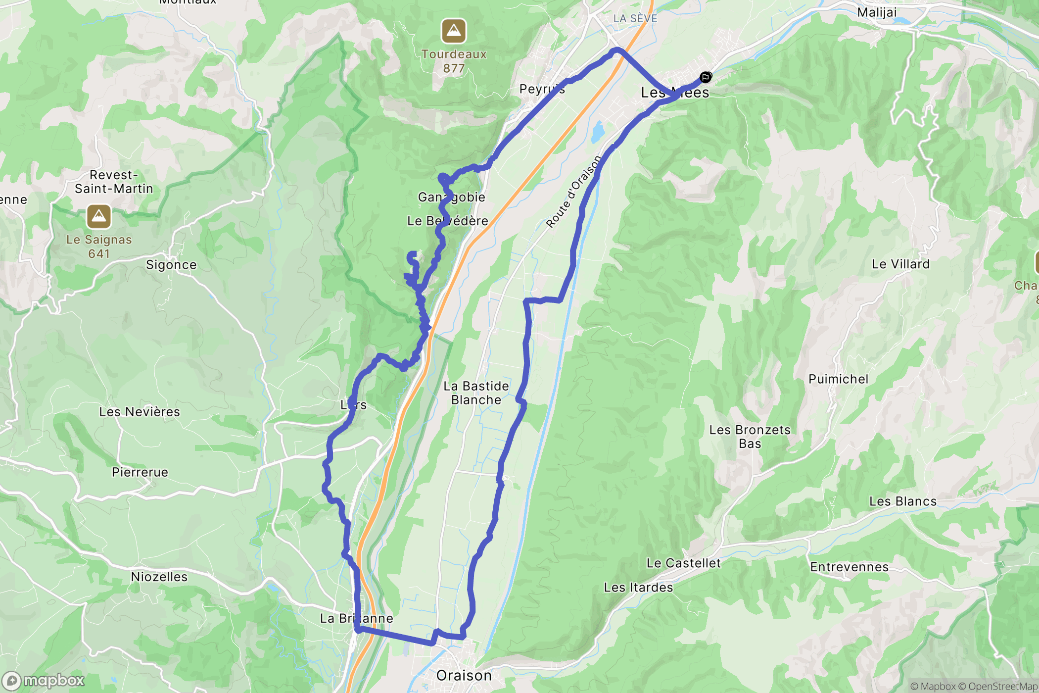 Les Mées : carte du parcours de randonnée - France