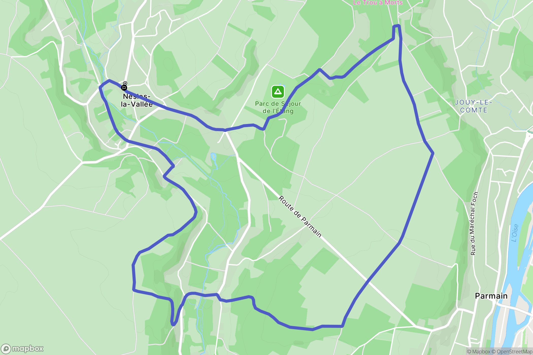 Nesles-la-Vallée : carte du parcours de randonnée - France