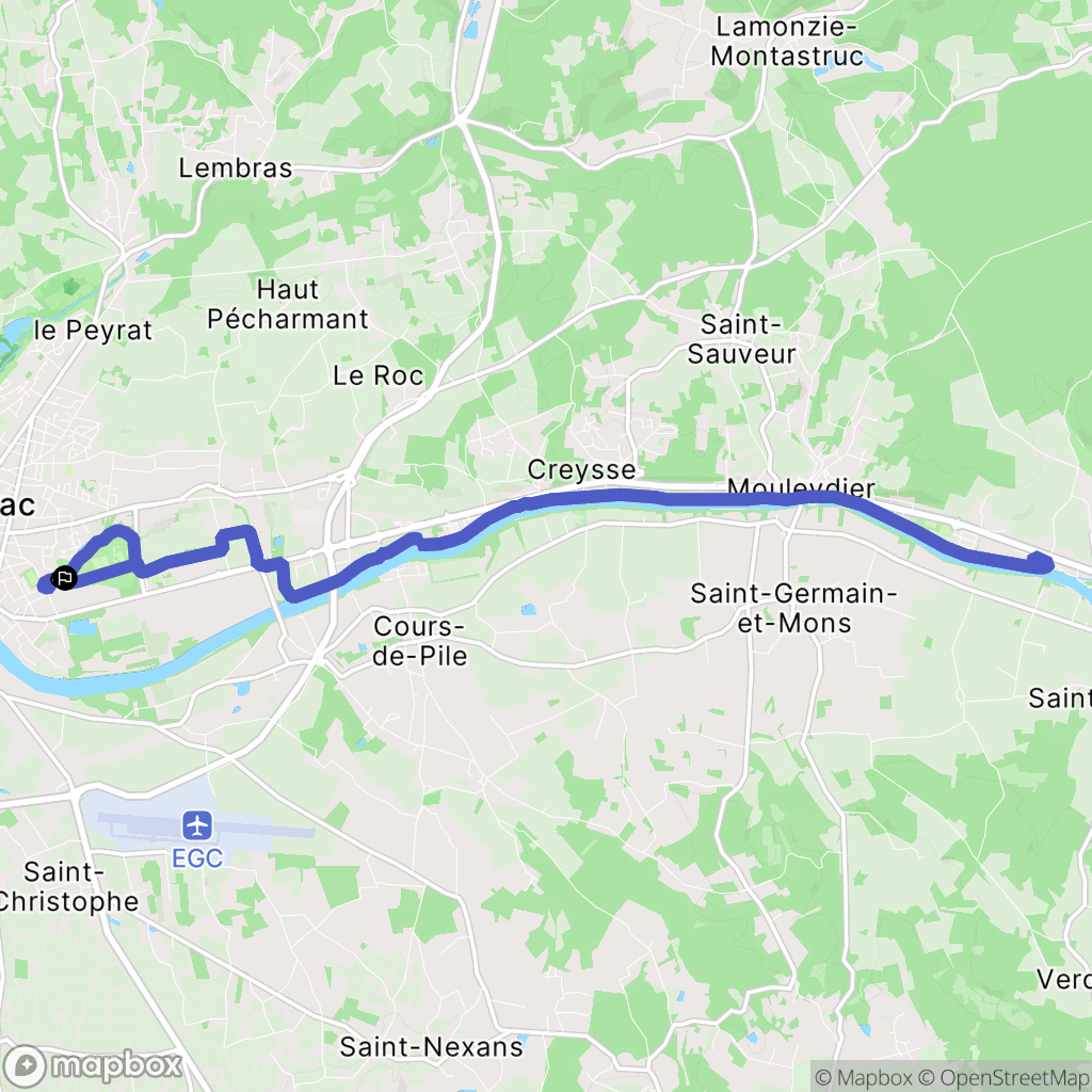Bergerac : carte du parcours de randonnée - France