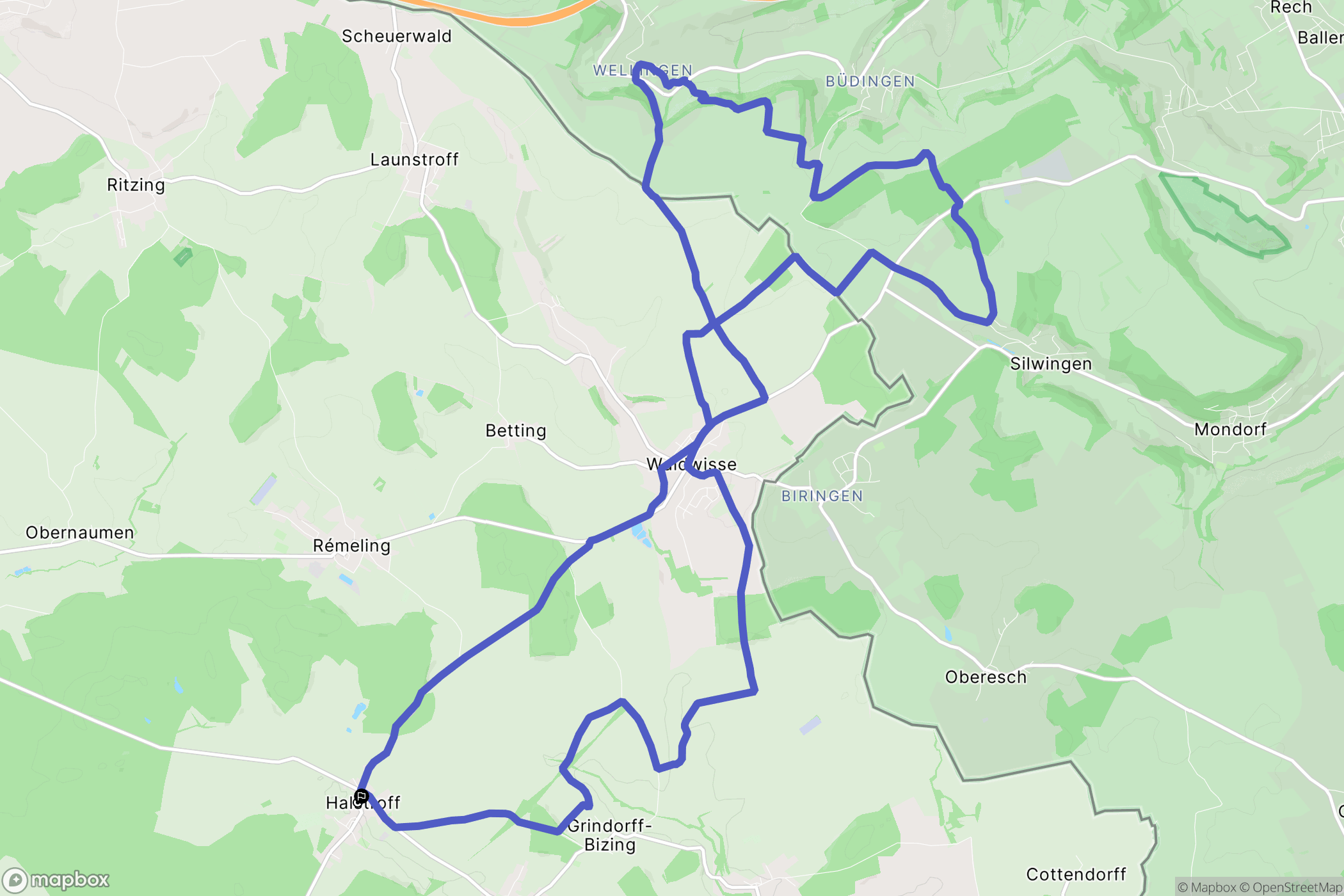 Halstroff : carte du parcours de randonnée - France