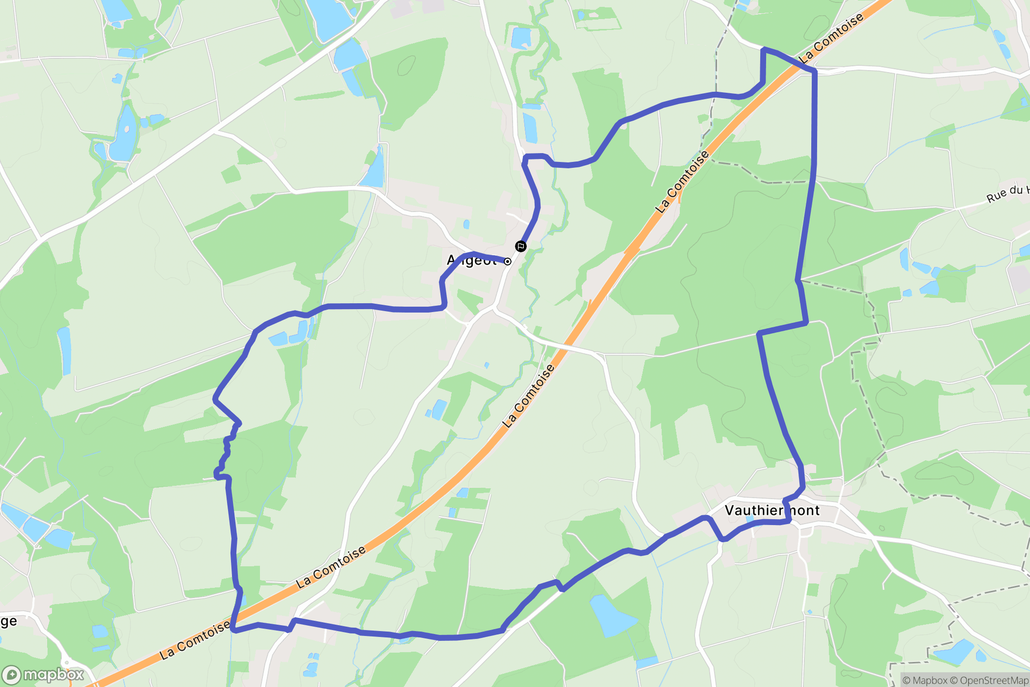 Angeot : carte du parcours de randonnée - France