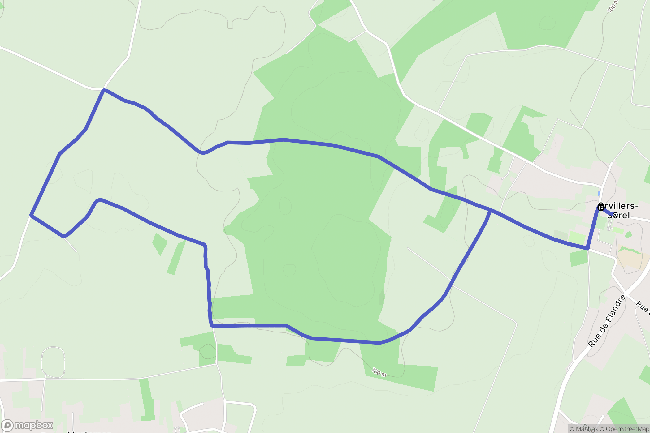 Orvillers-Sorel : carte du parcours de randonnée - France