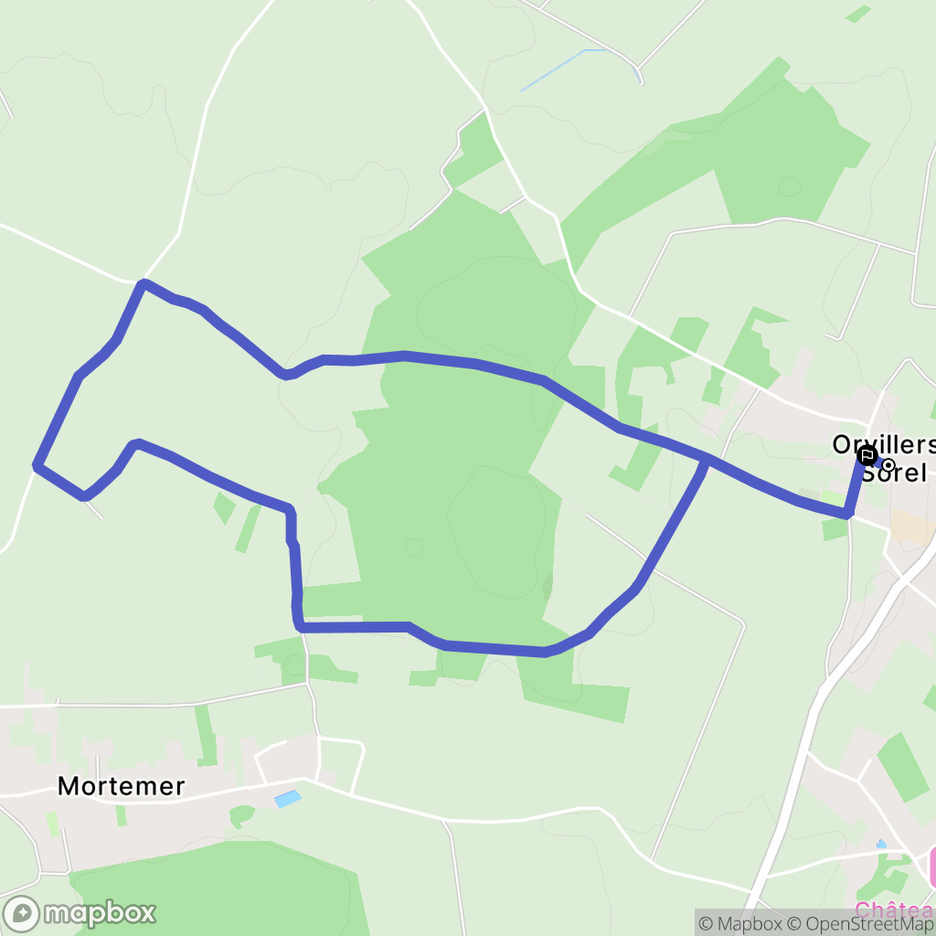 Orvillers-Sorel : carte du parcours de randonnée - France