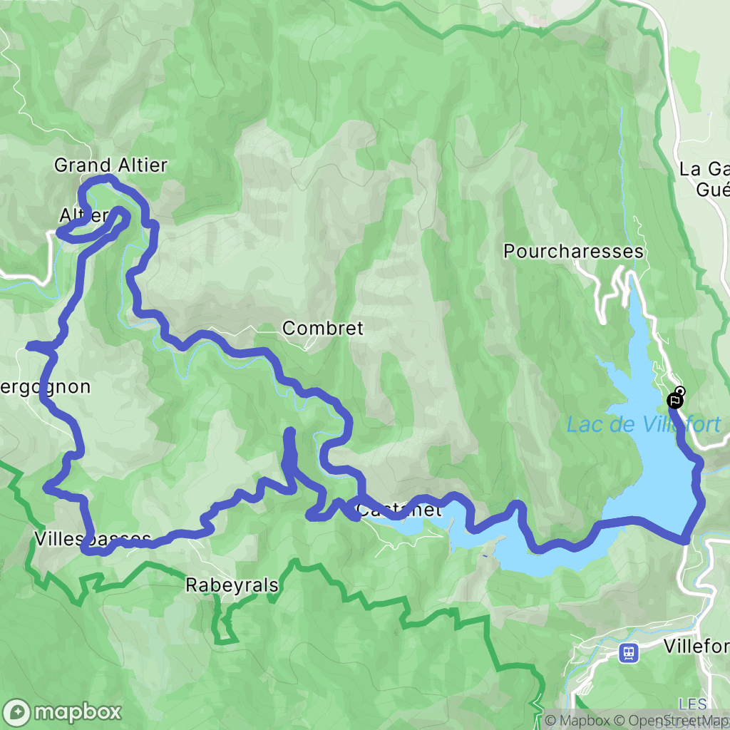 Pourcharesses : carte du parcours de randonnée - France