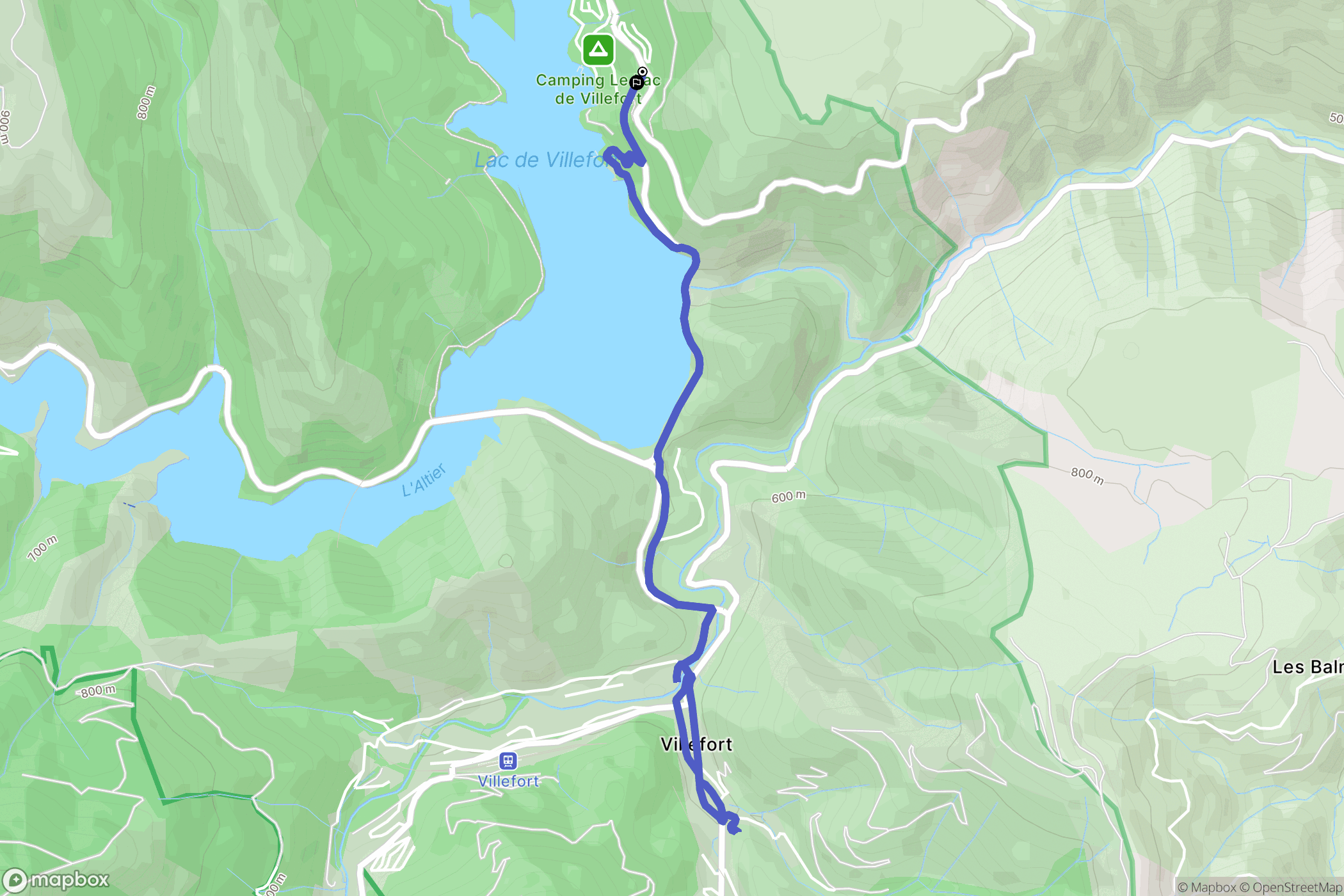 Pourcharesses : carte du parcours de randonnée - France