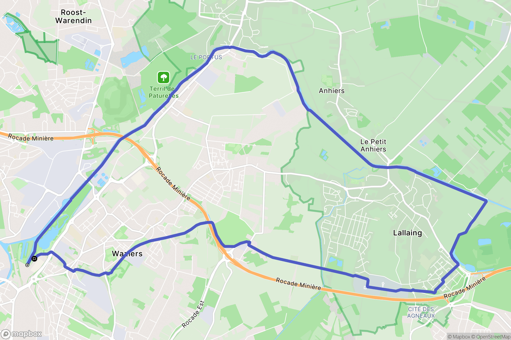 Douai : carte du parcours de randonnée - France