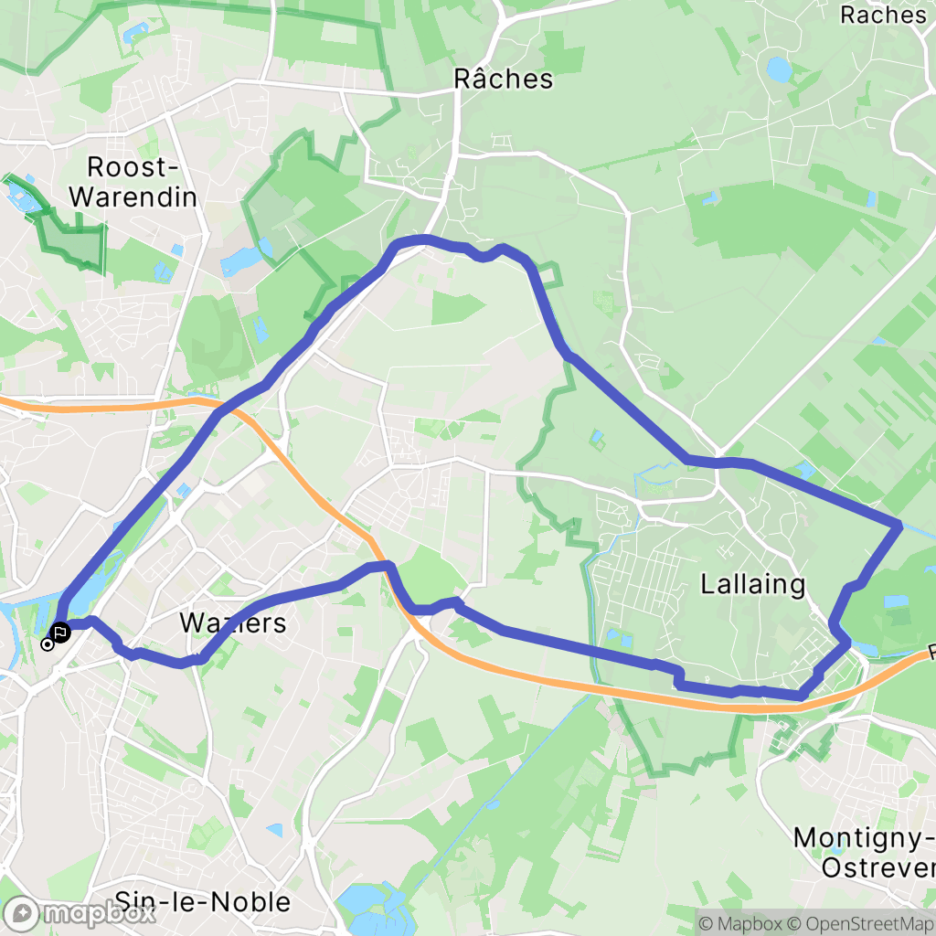 Douai : carte du parcours de randonnée - France