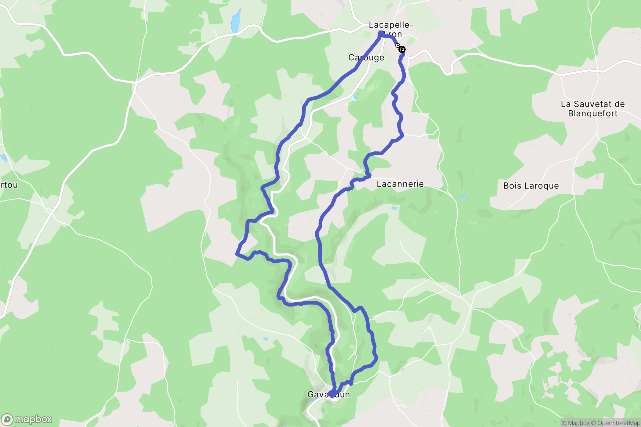Lacapelle-Biron : carte du parcours de randonnée - France