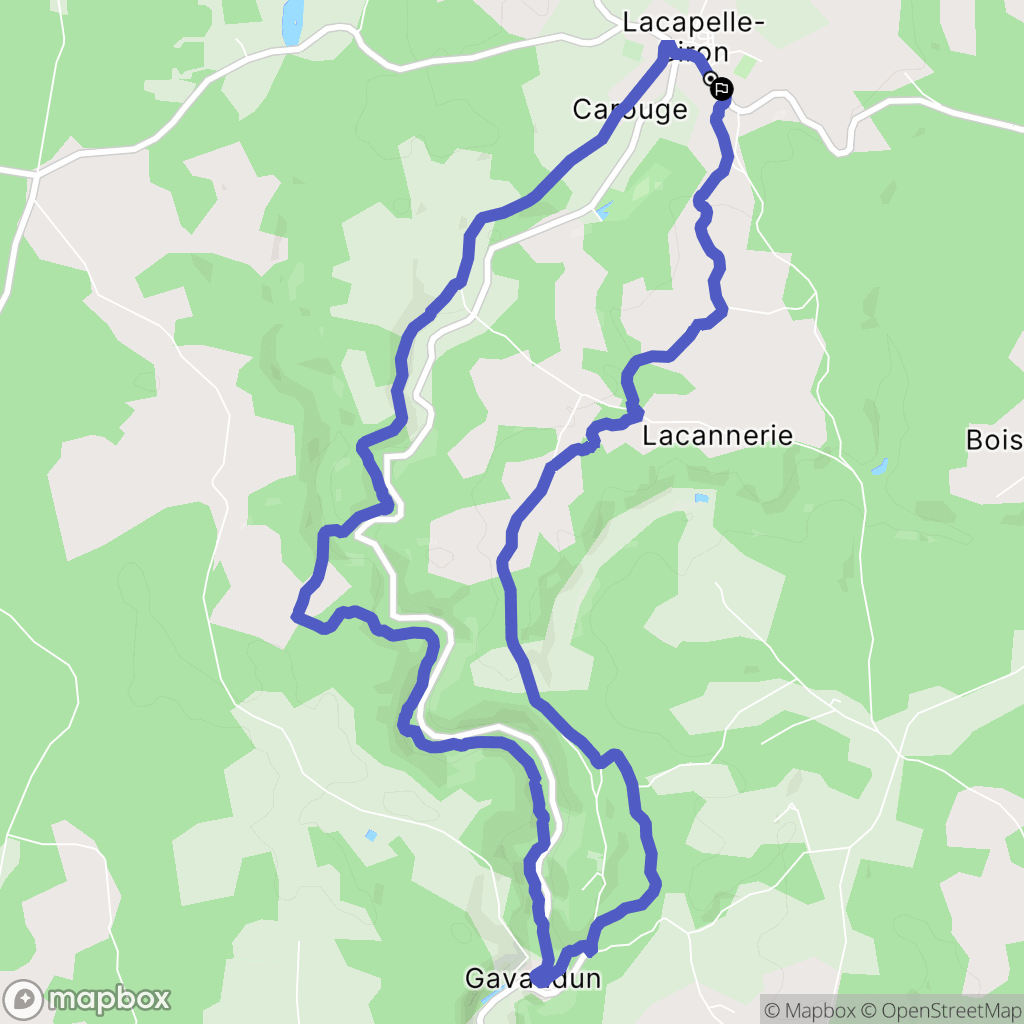 Lacapelle-Biron : carte du parcours de randonnée - France