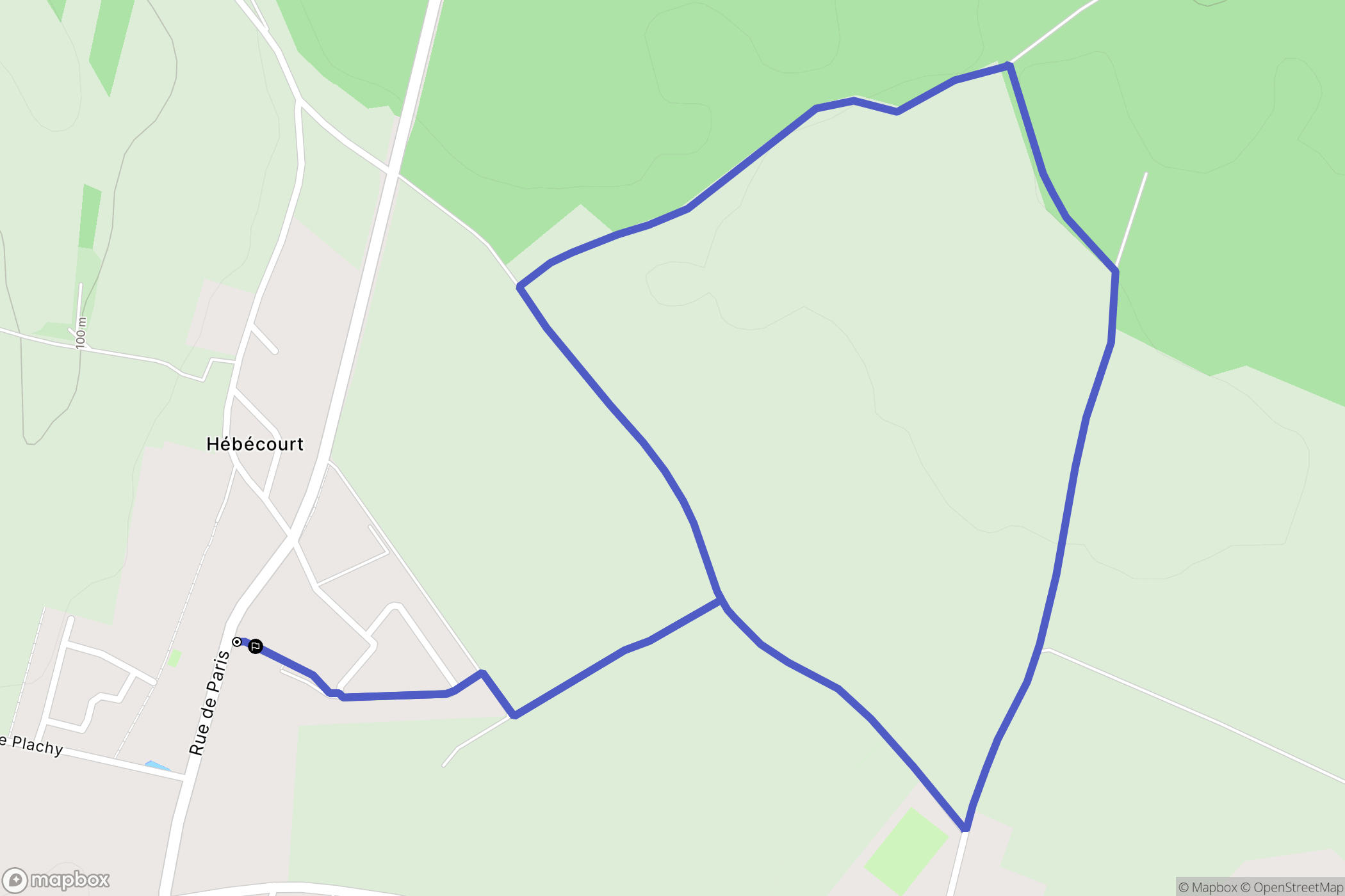 Hébécourt : carte du parcours de randonnée - France