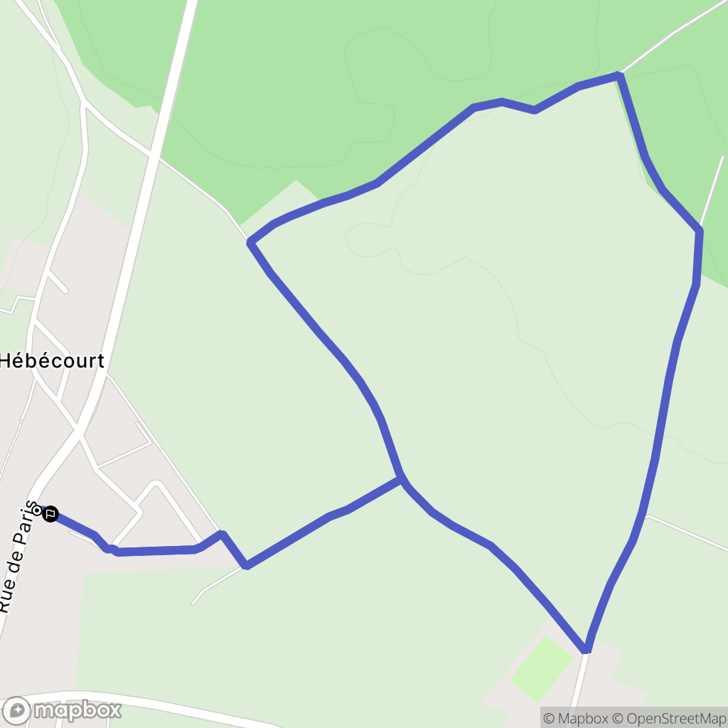 Hébécourt : carte du parcours de randonnée - France