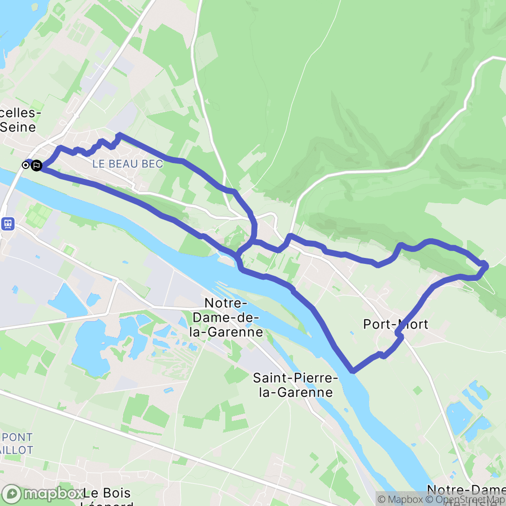 Courcelles-sur-Seine : carte du parcours de randonnée - France