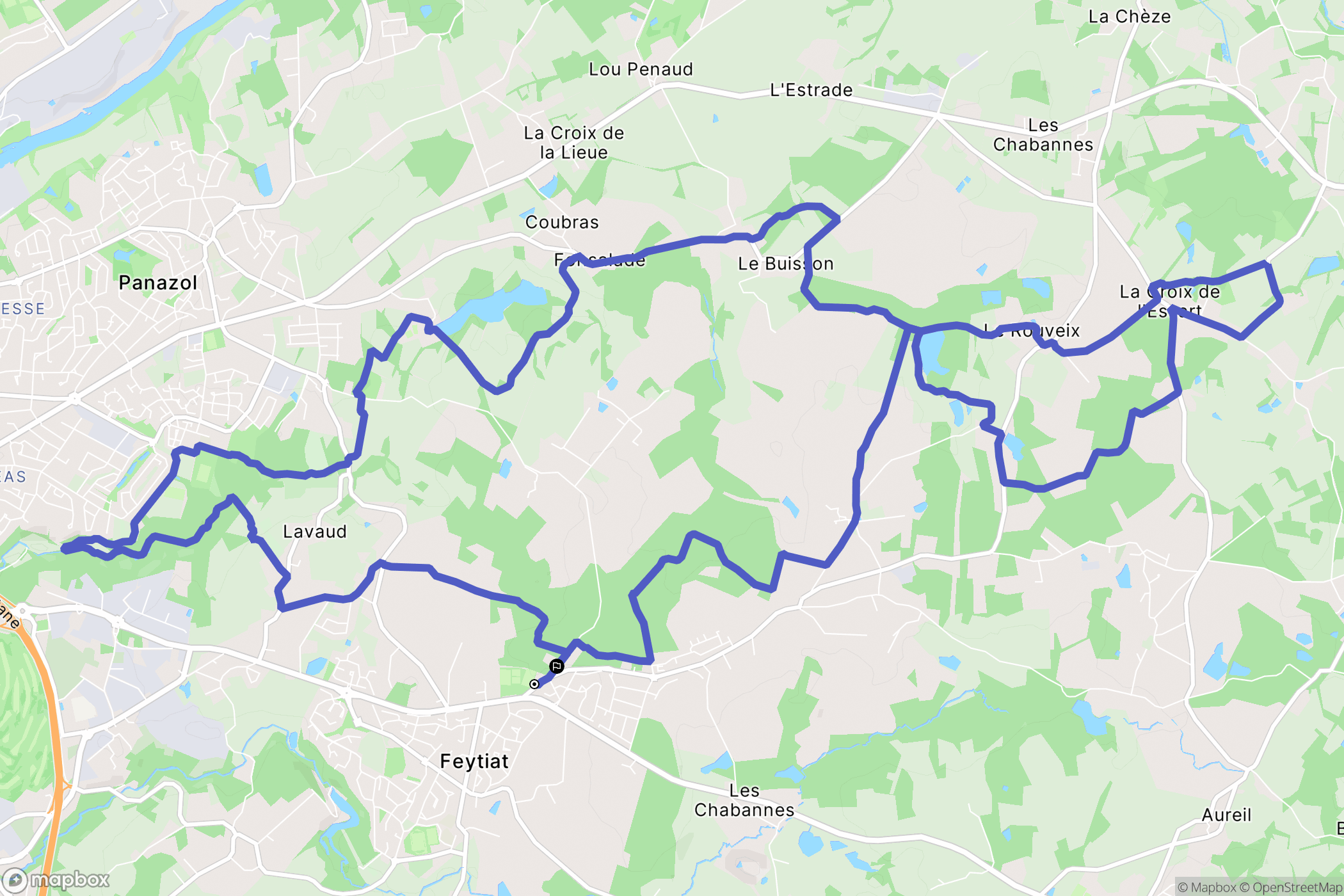 Feytiat : carte du parcours de randonnée - France
