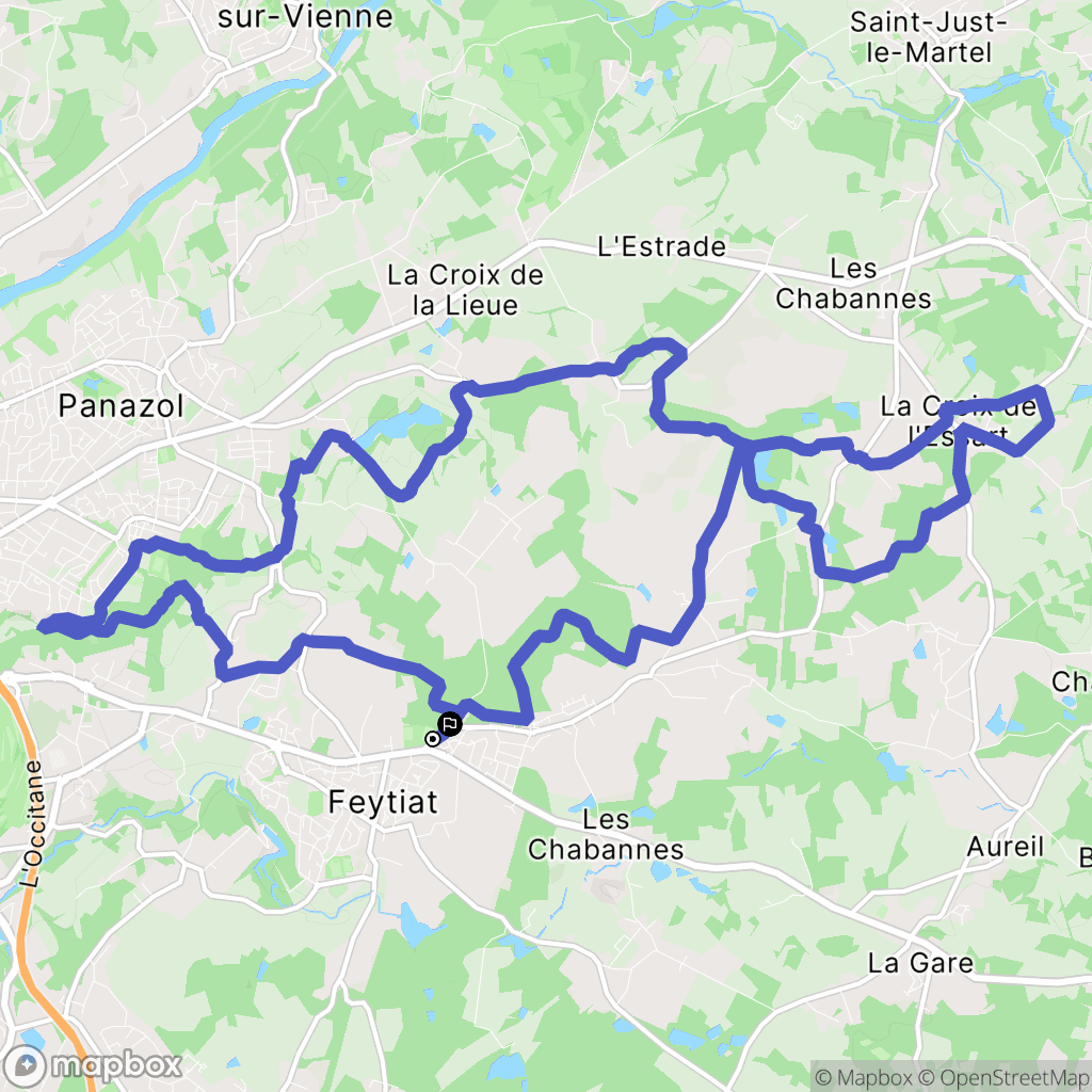 Feytiat : carte du parcours de randonnée - France