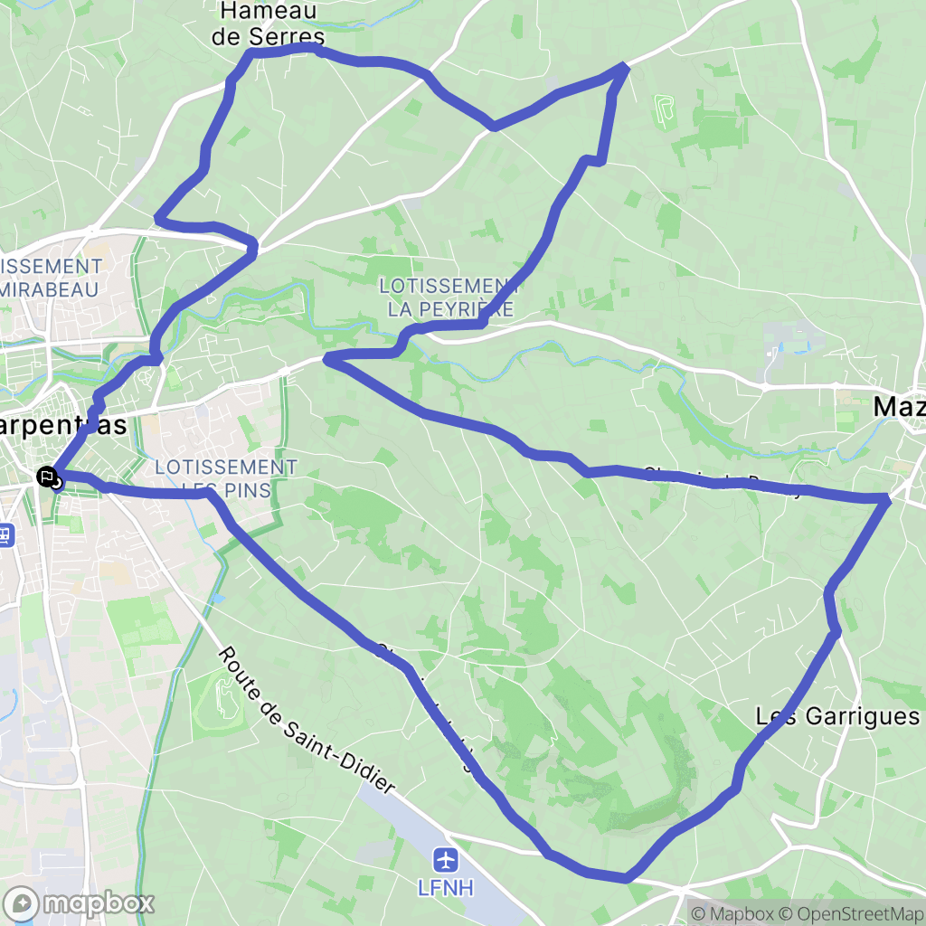 Carpentras : carte du parcours de randonnée - France