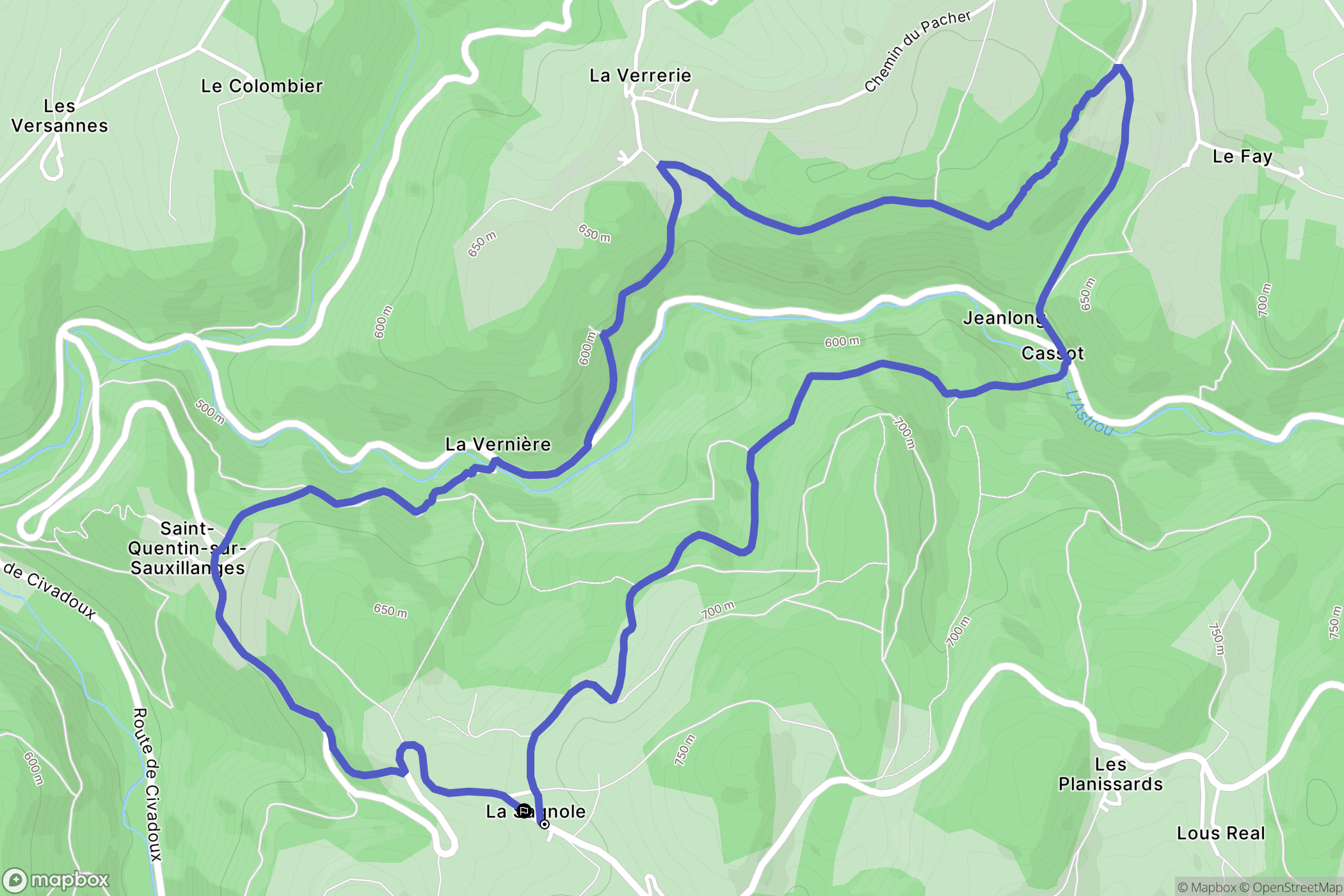 Saint-Quentin-sur-Sauxillanges : carte du parcours de randonnée - France