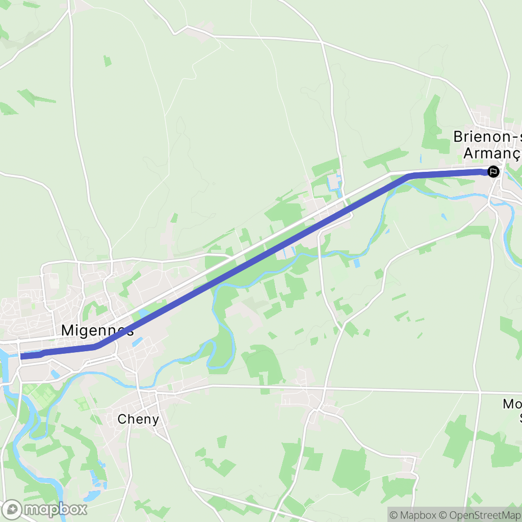 Brienon-sur-Armançon : carte du parcours de randonnée - France