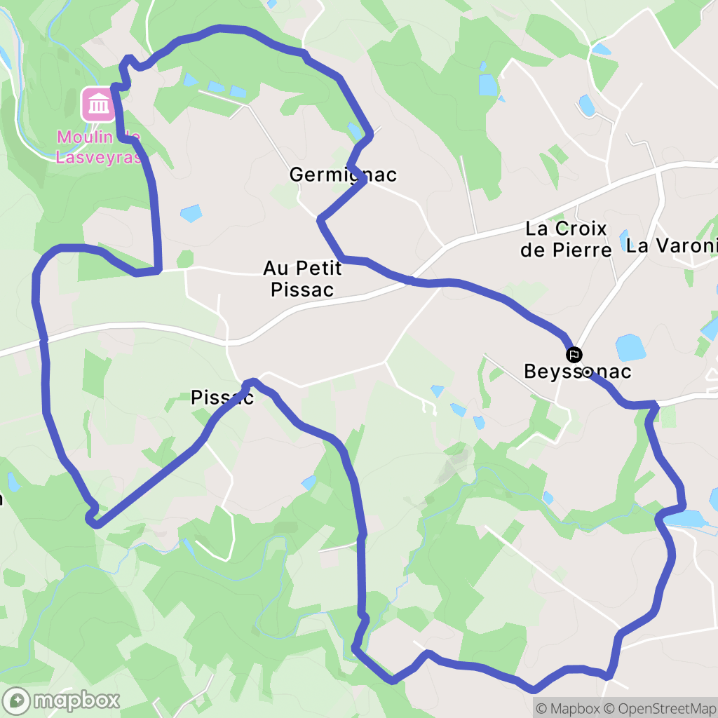 Beyssenac : carte du parcours de randonnée - France