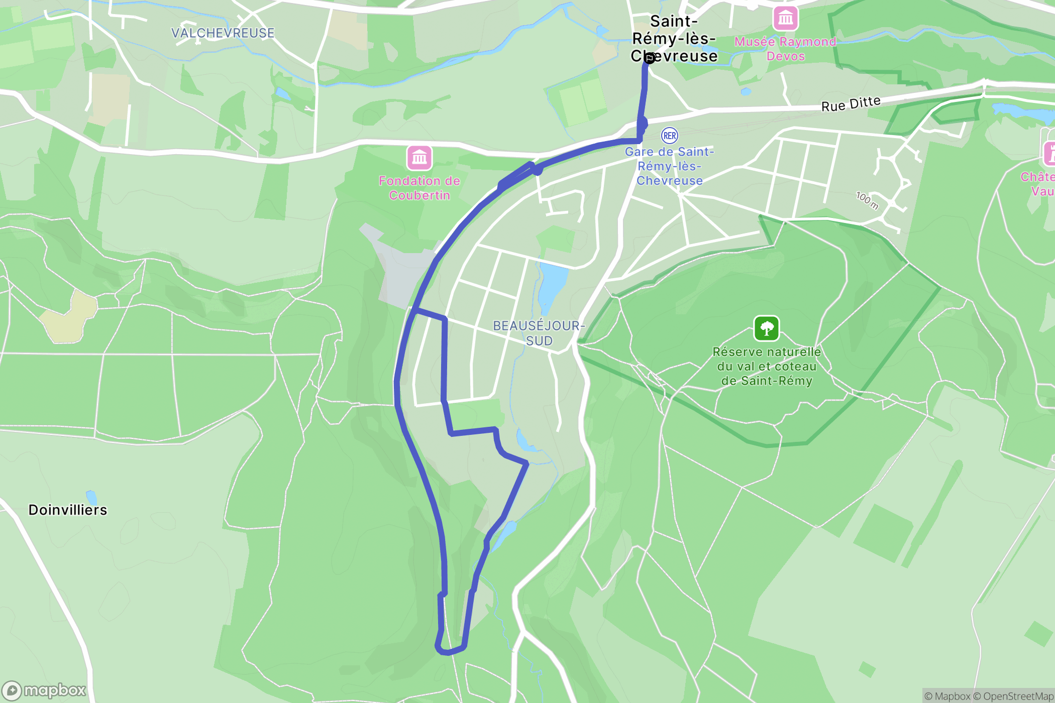 Saint-Rémy-lès-Chevreuse : carte du parcours de randonnée - France