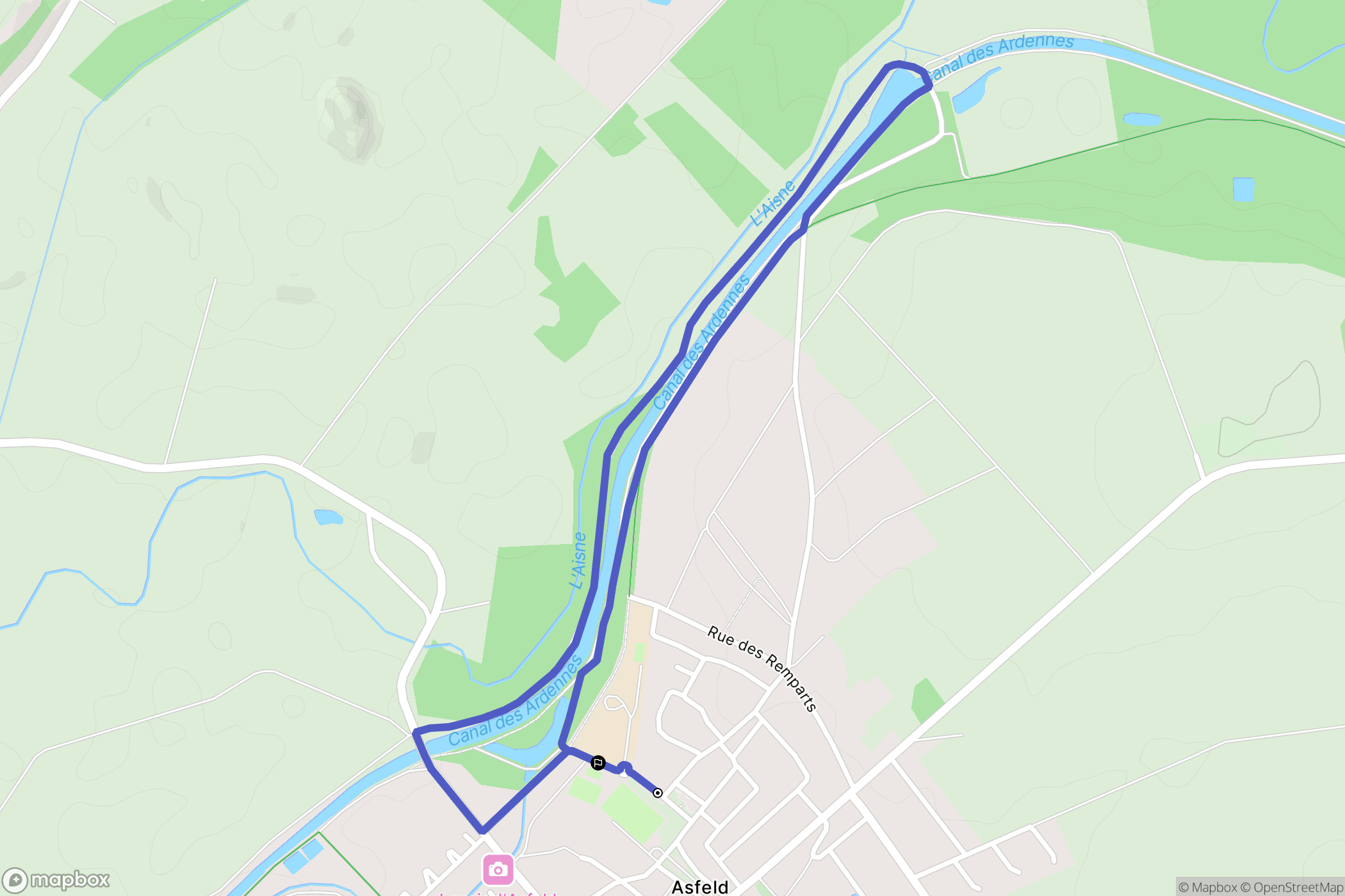 Asfeld : carte du parcours de randonnée - France