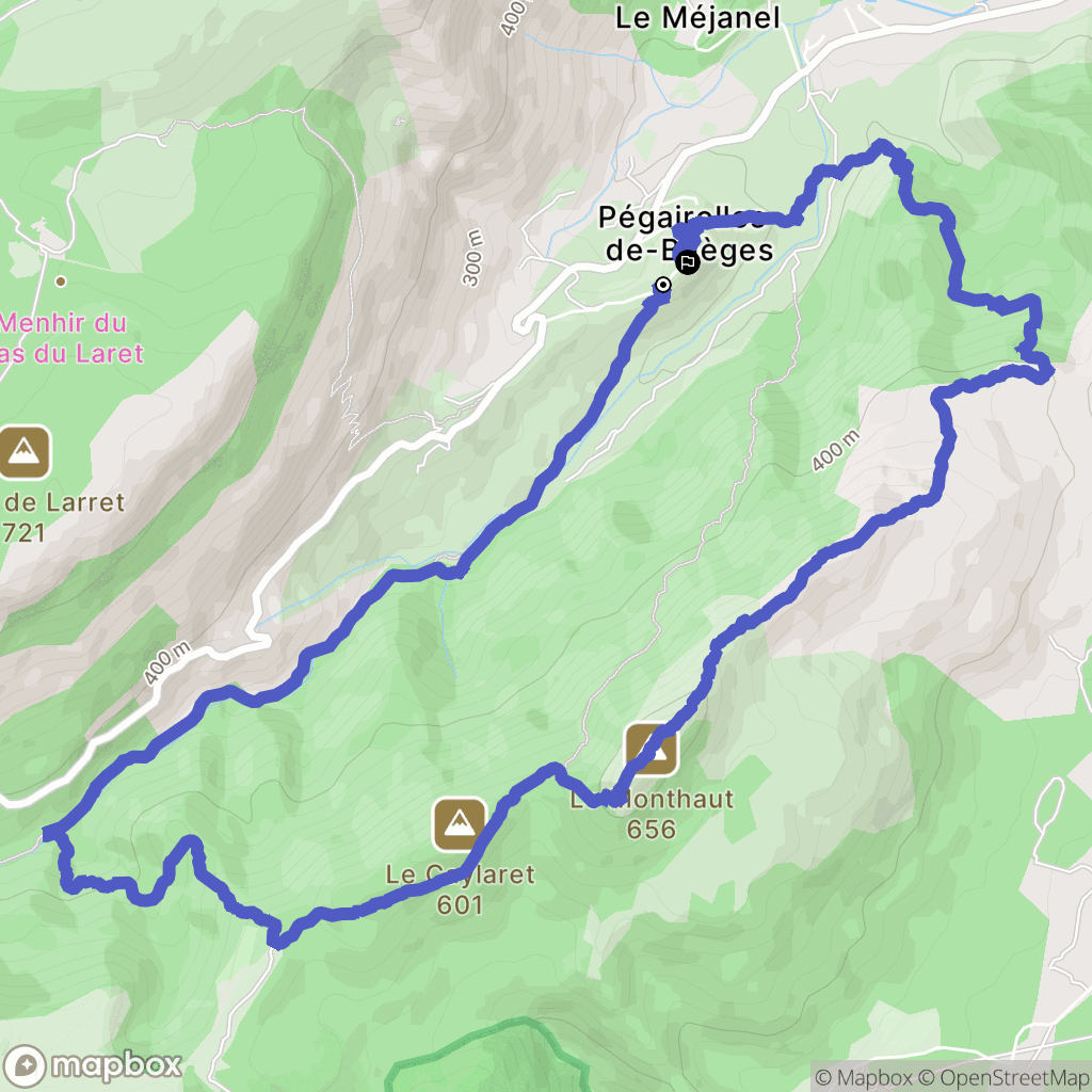 Pégairolles-de-Buèges : carte du parcours de randonnée - France