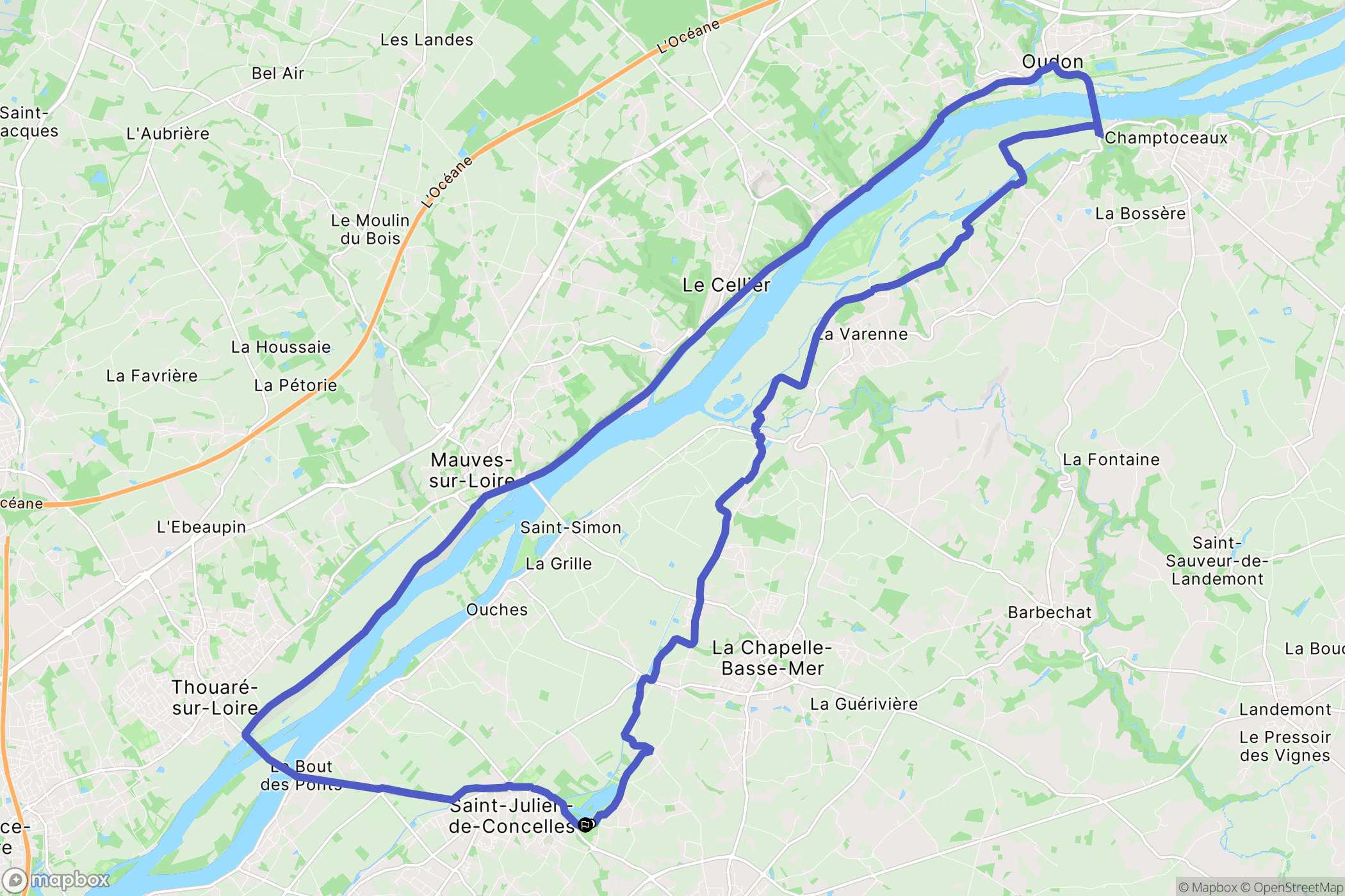 Saint-Julien-de-Concelles : carte du parcours de randonnée - France