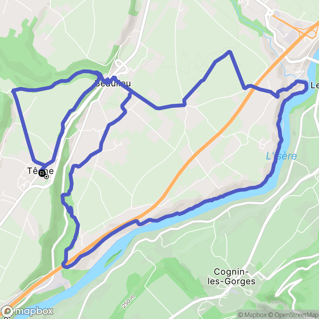 Têche : carte du parcours de randonnée - France