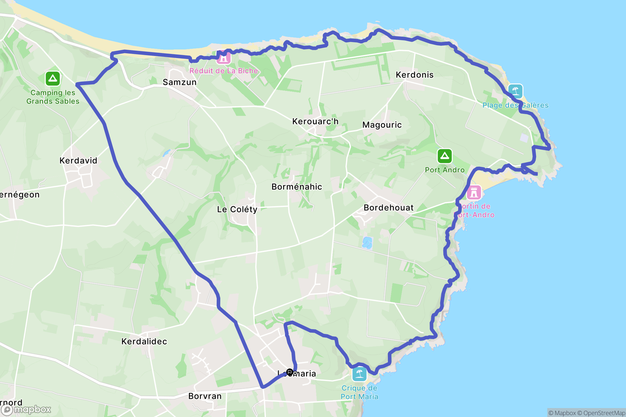 Locmaria : carte du parcours de randonnée - France