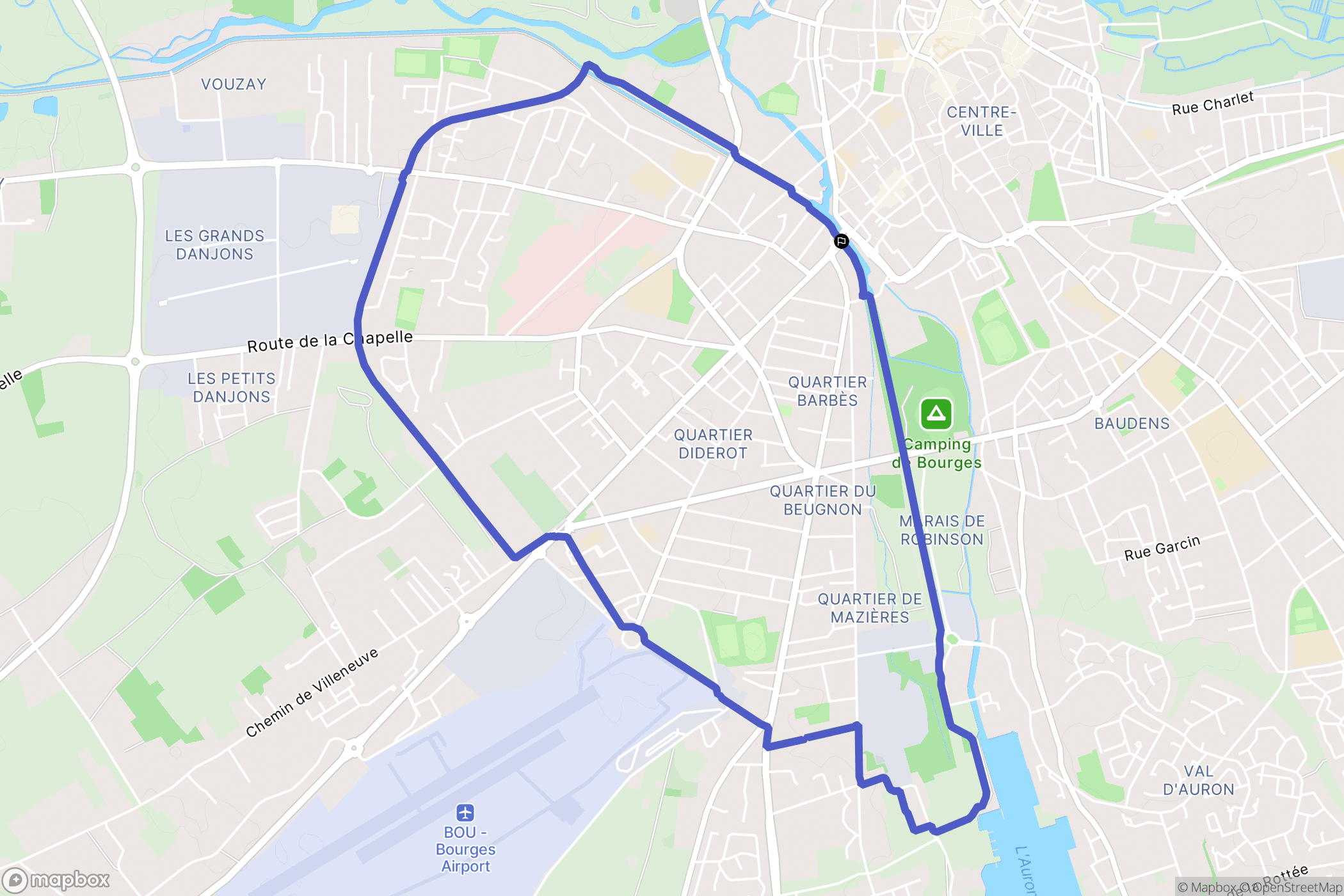 Bourges : carte du parcours de randonnée - France