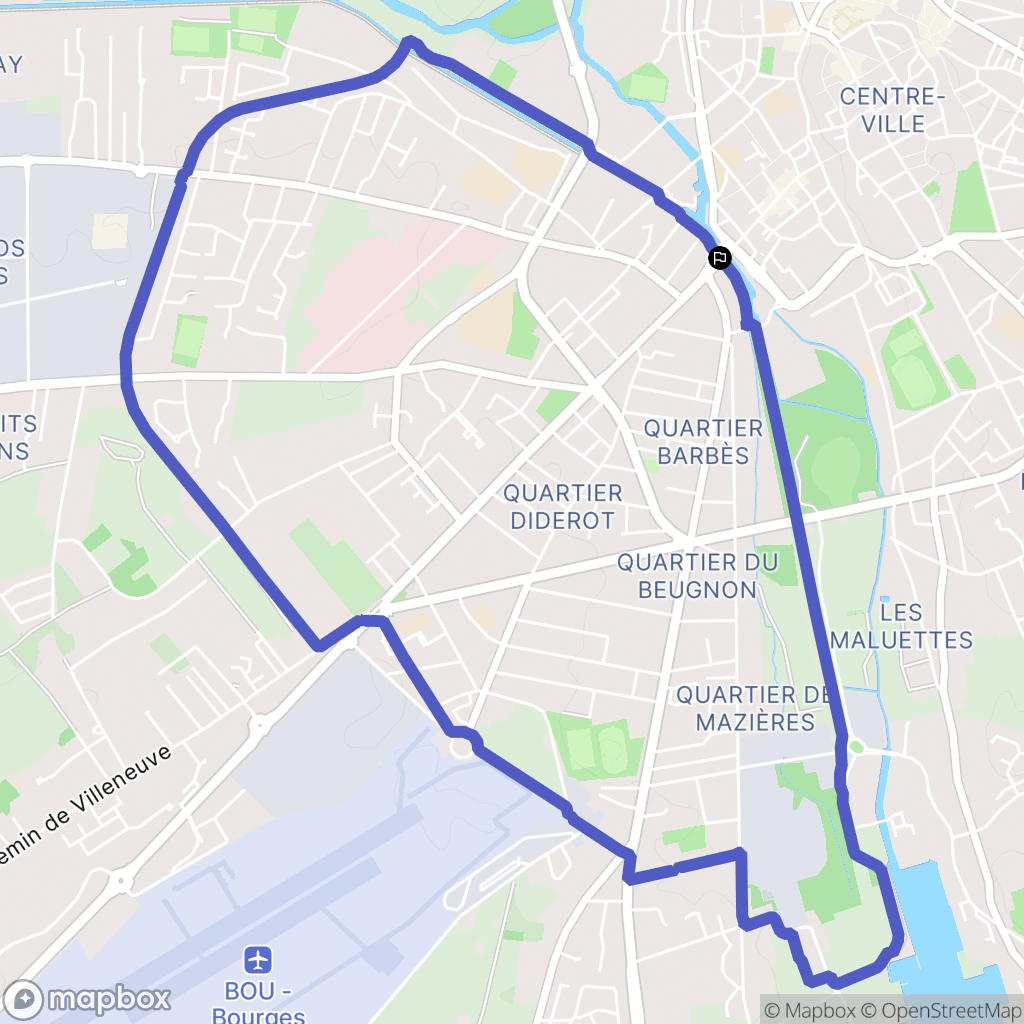 Bourges : carte du parcours de randonnée - France