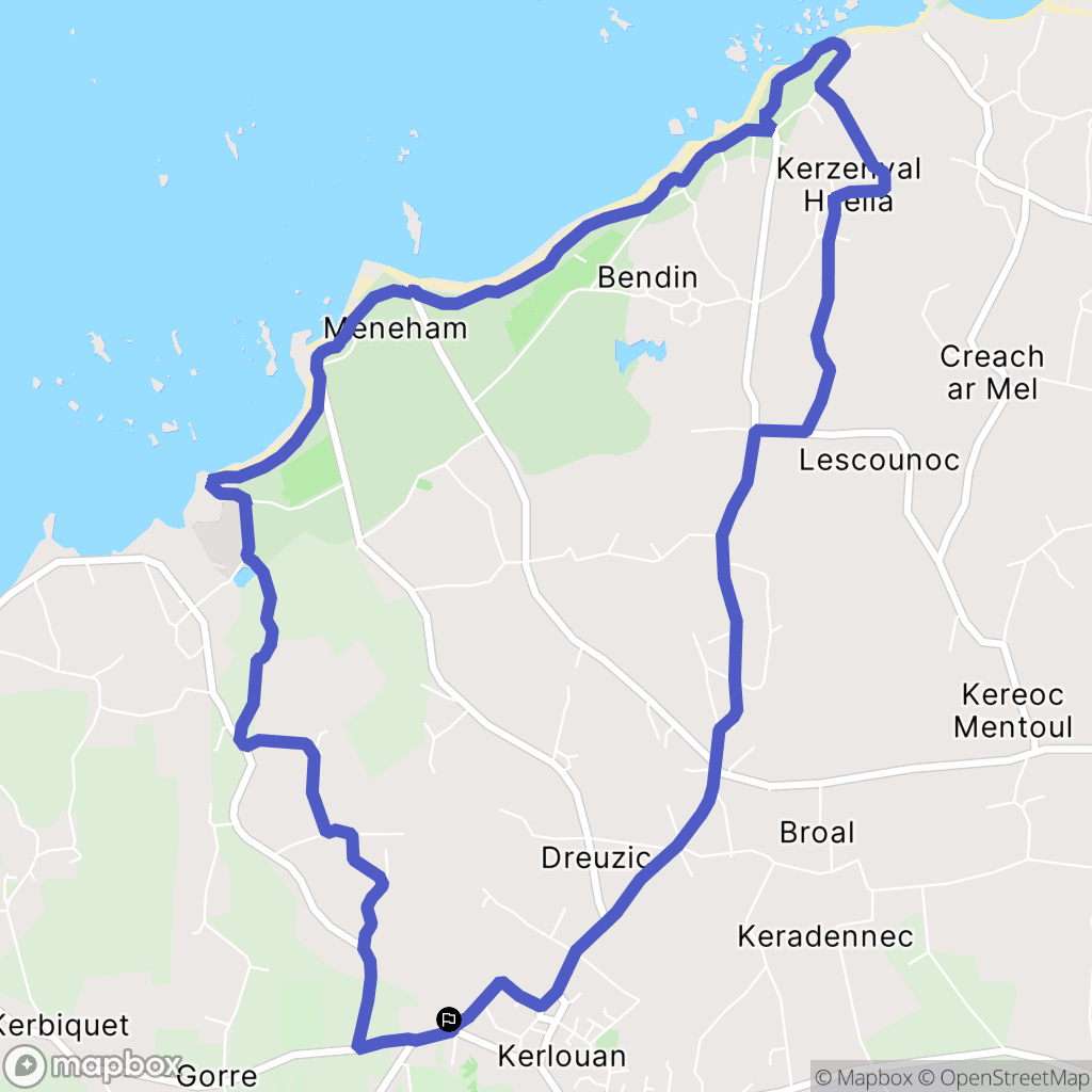 Kerlouan : carte du parcours de randonnée - France