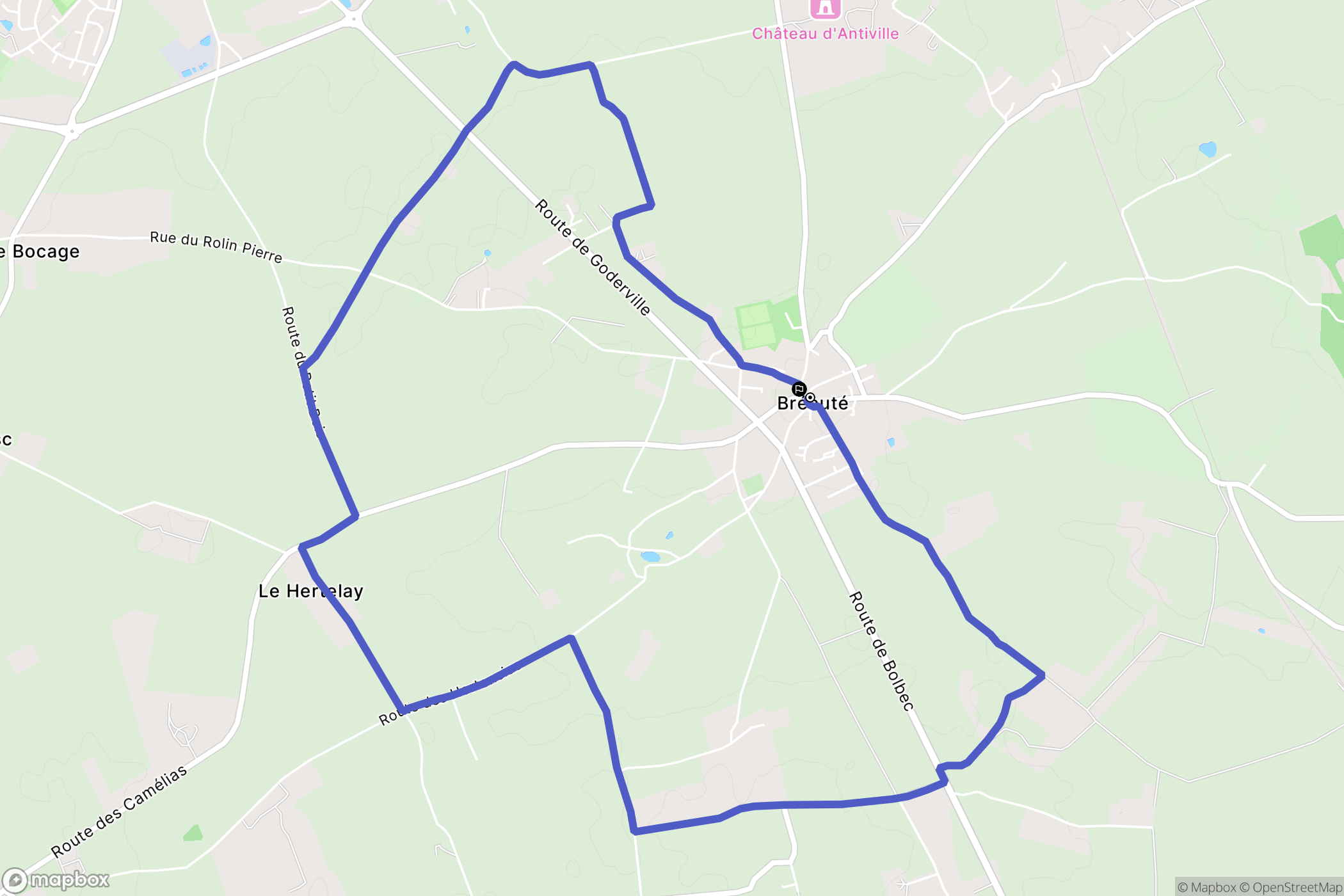 Bréauté : carte du parcours de randonnée - France
