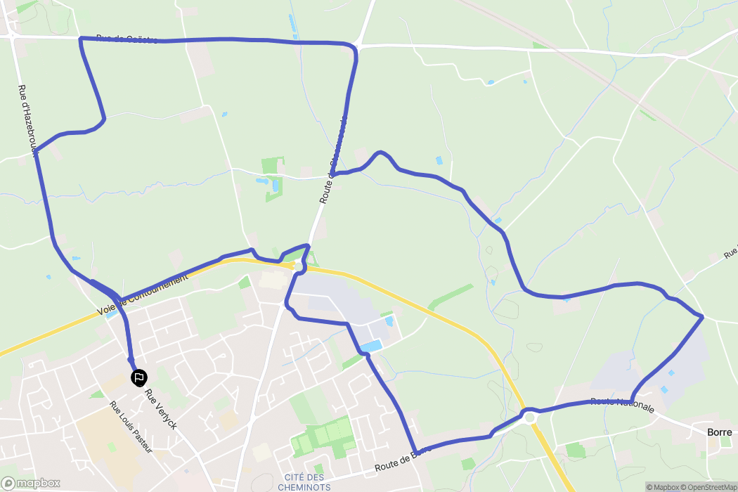 Hazebrouck : carte du parcours de randonnée - France