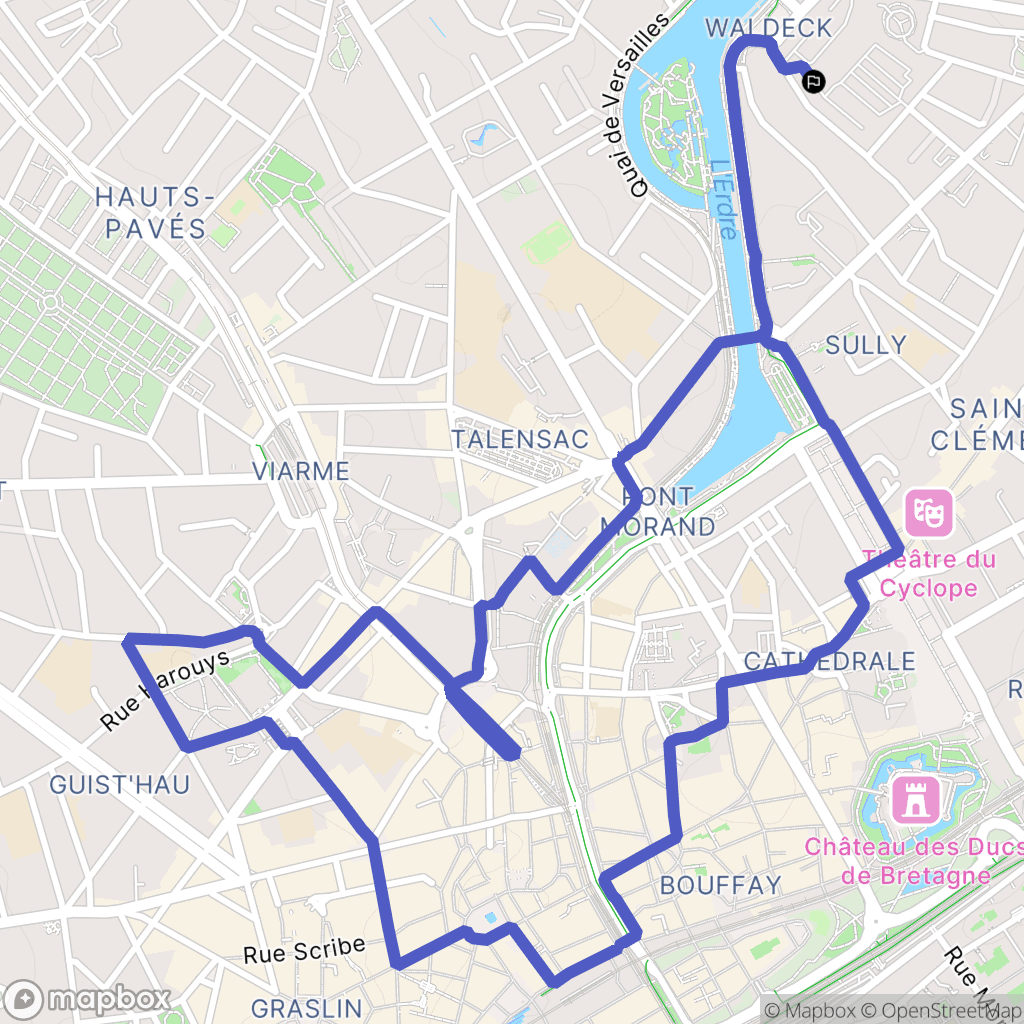 Nantes : carte du parcours de randonnée - France
