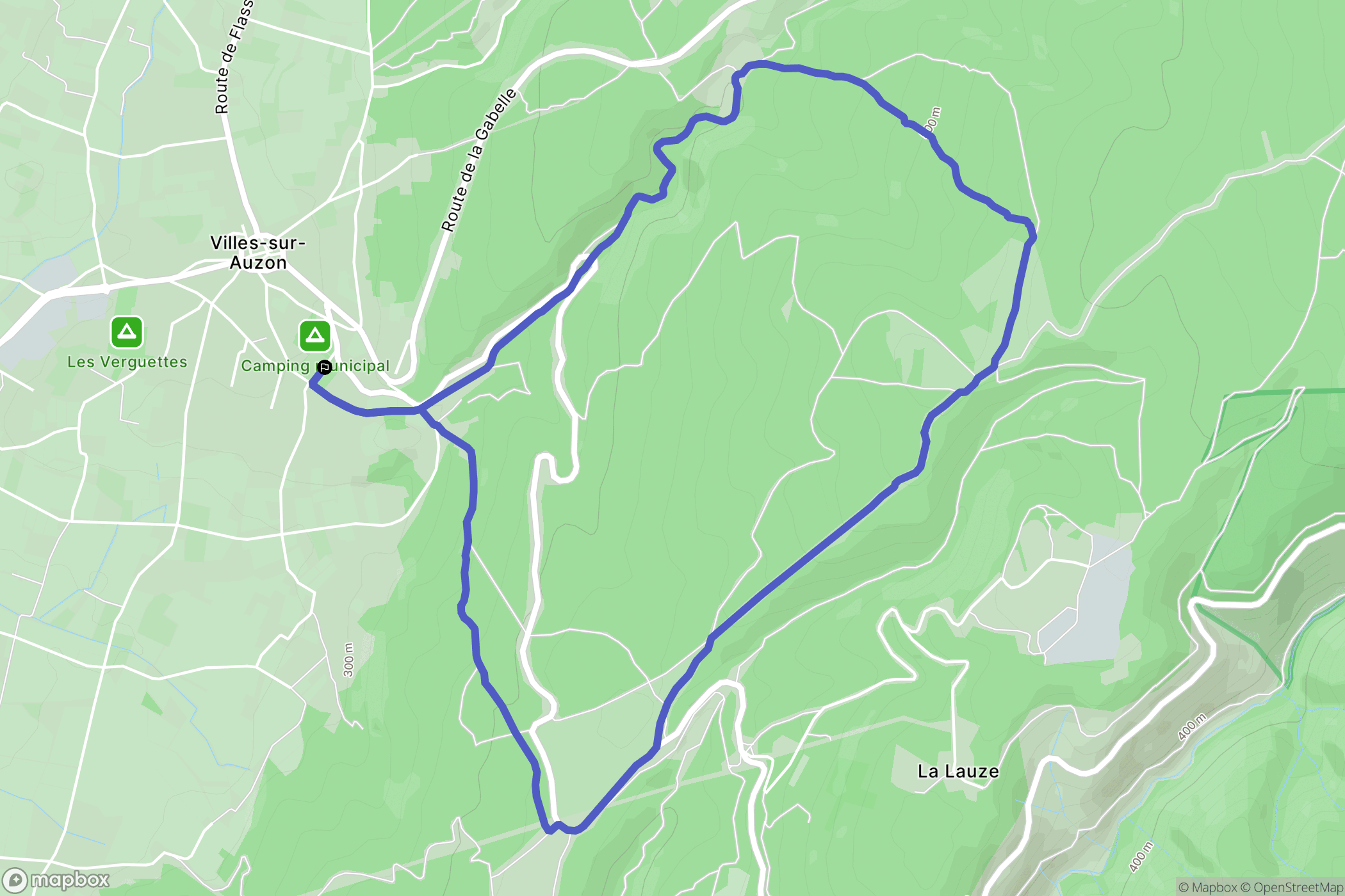 Villes-sur-Auzon : carte du parcours de randonnée - France