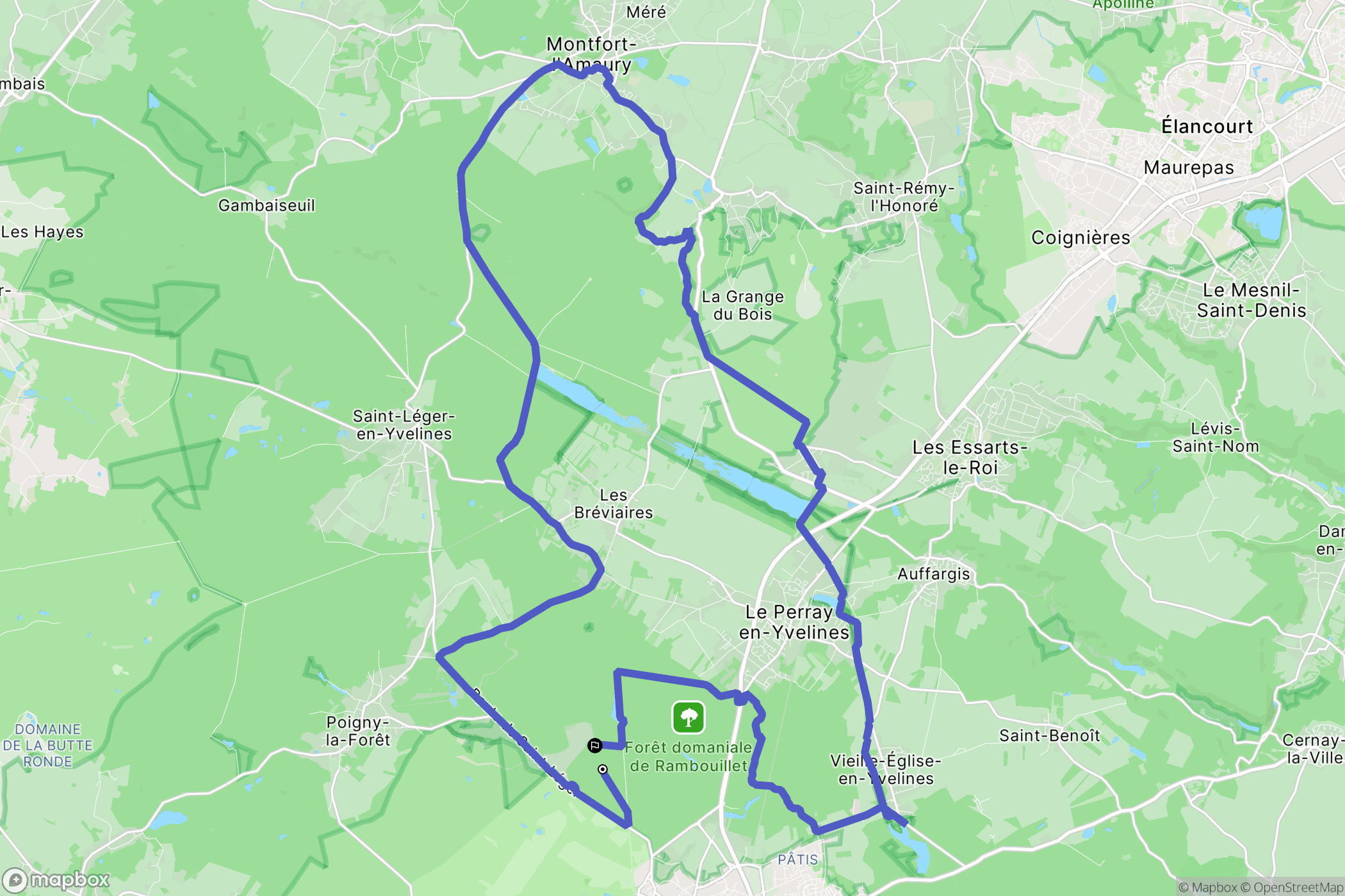 Rambouillet : carte du parcours de randonnée - France