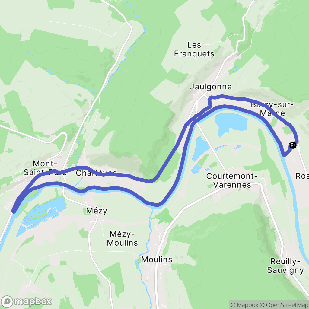 Barzy-sur-Marne : carte du parcours de randonnée - France