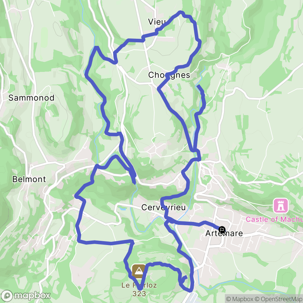 Artemare : carte du parcours de randonnée - France