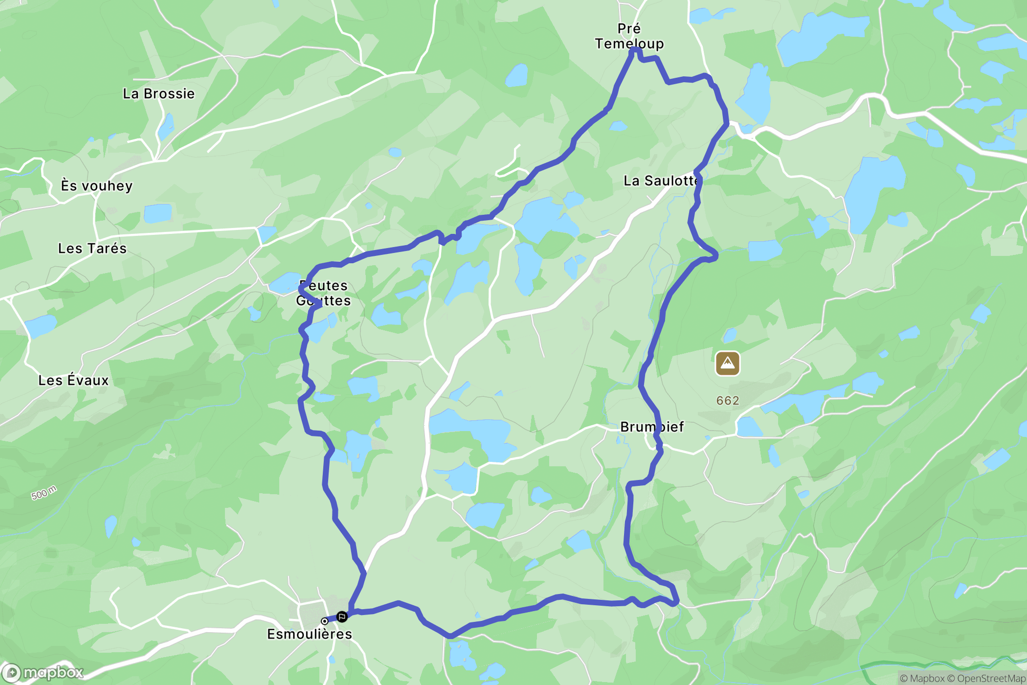 Esmoulières : carte du parcours de randonnée - France
