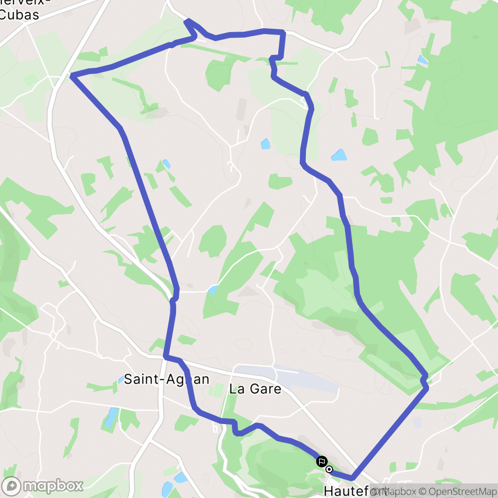Hautefort : carte du parcours de randonnée - France