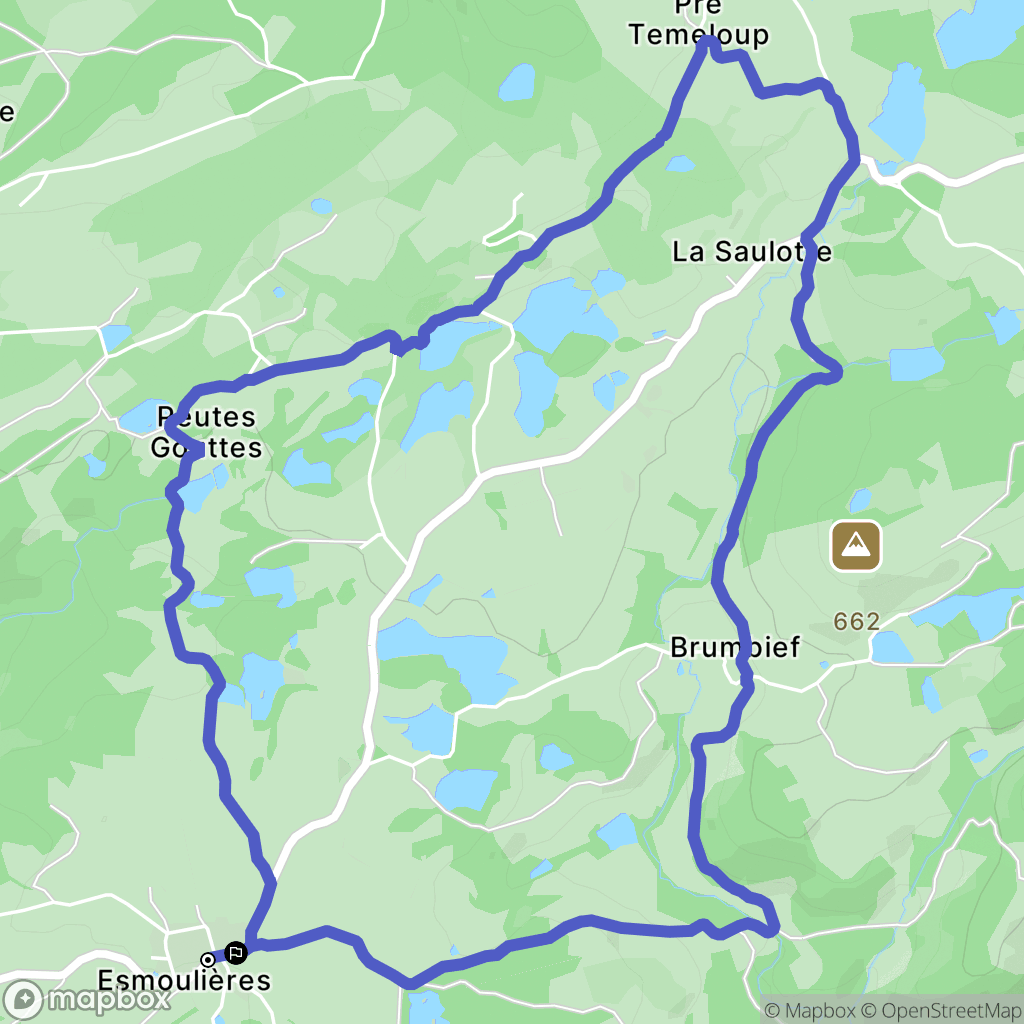 Esmoulières : carte du parcours de randonnée - France